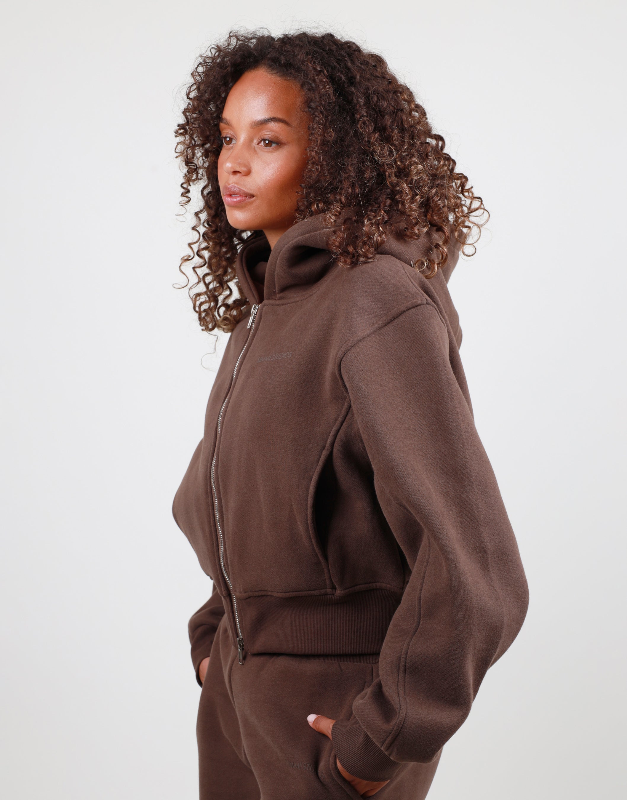 Amalia Zip Hoodie in Brown