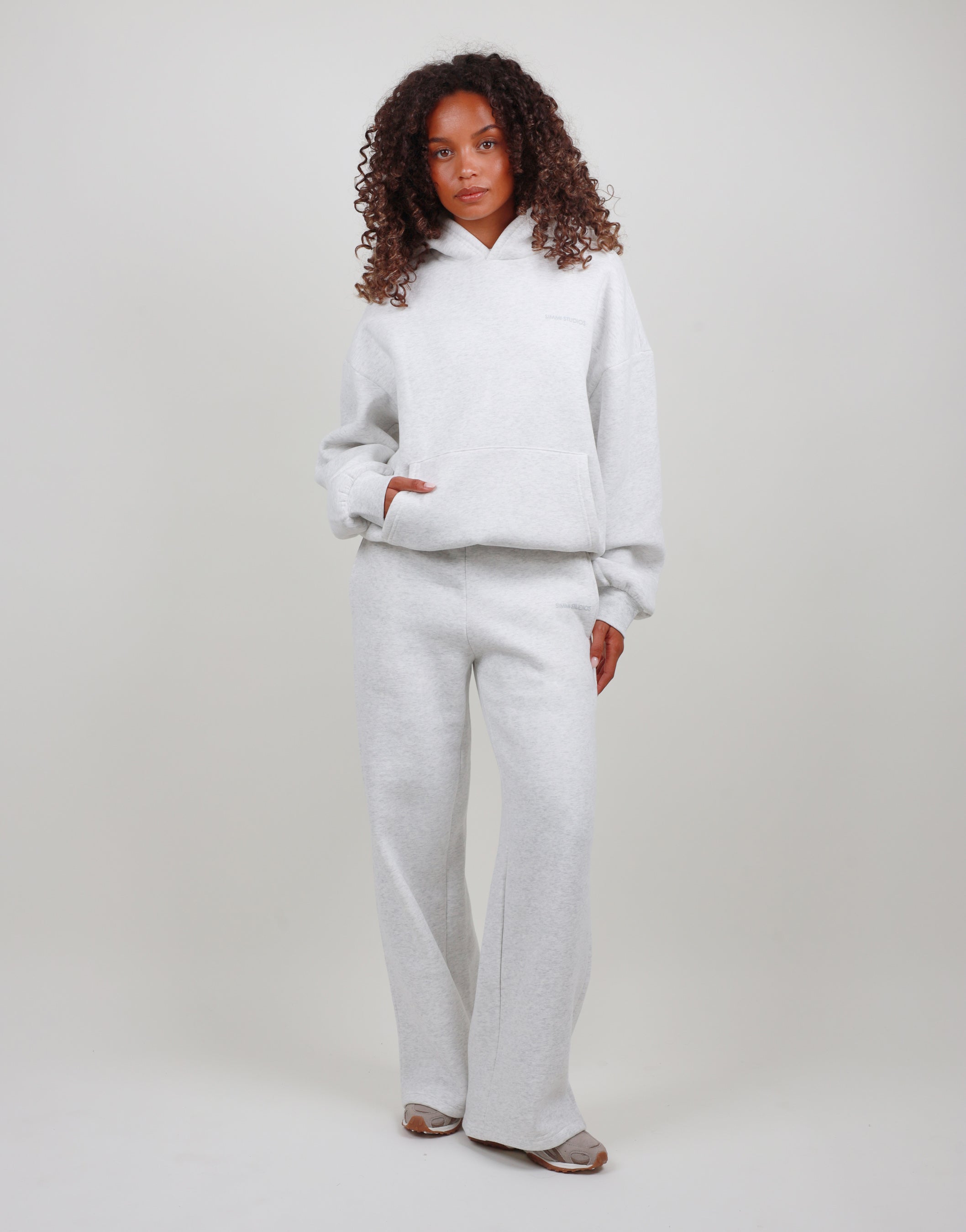 Solene Oversized Hoodie in White marl