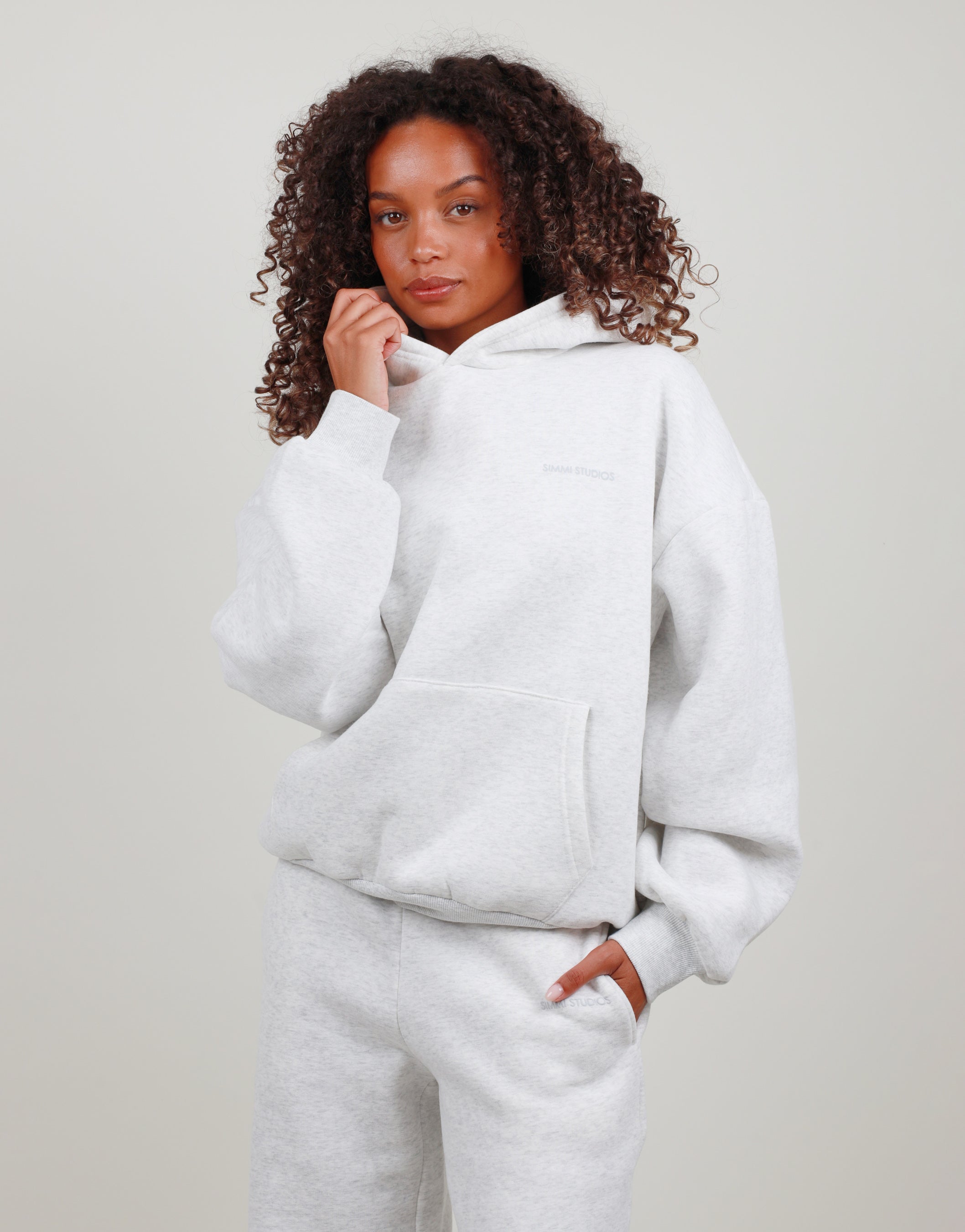 Solene Oversized Hoodie in White marl
