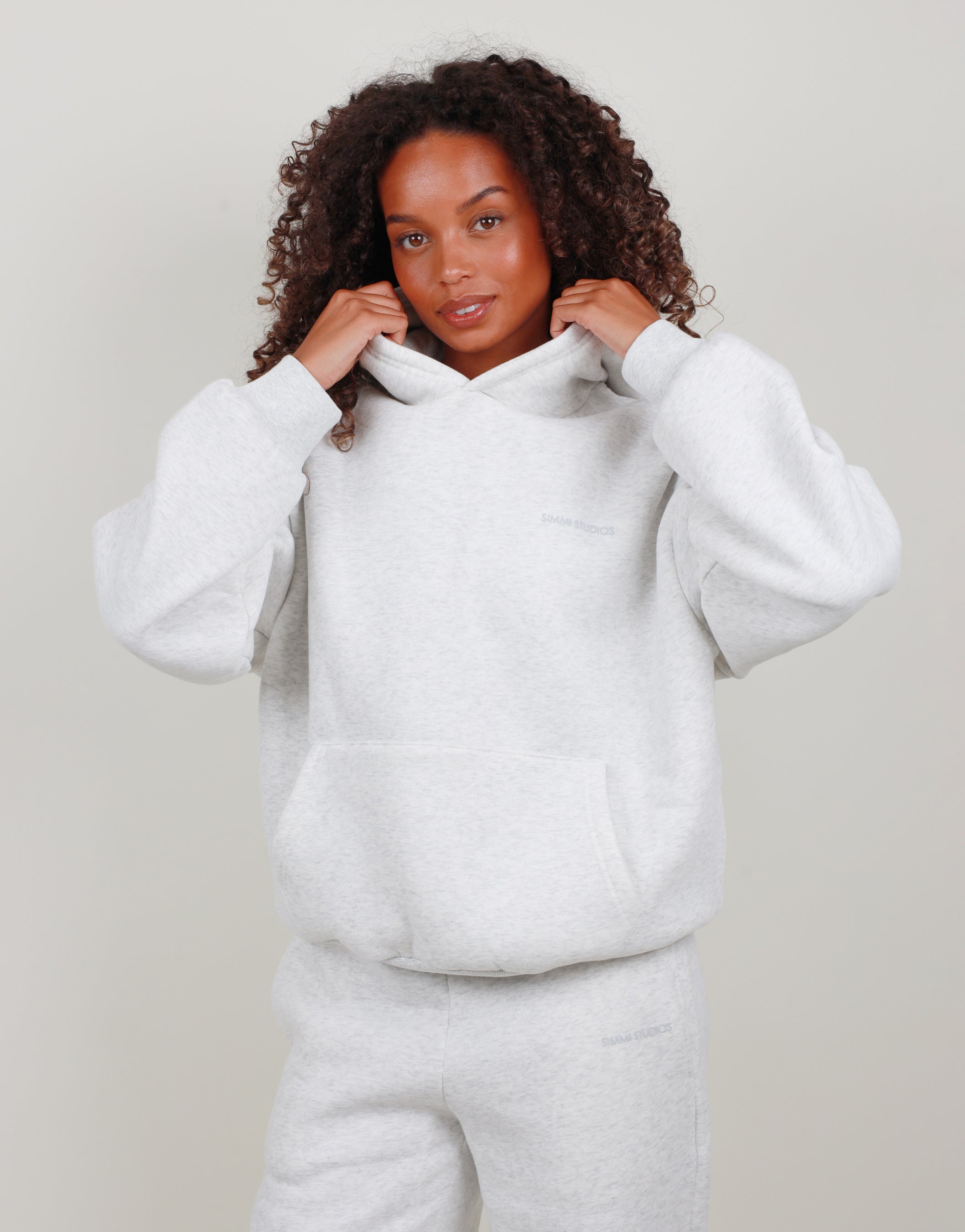 Solene Oversized Hoodie in White marl