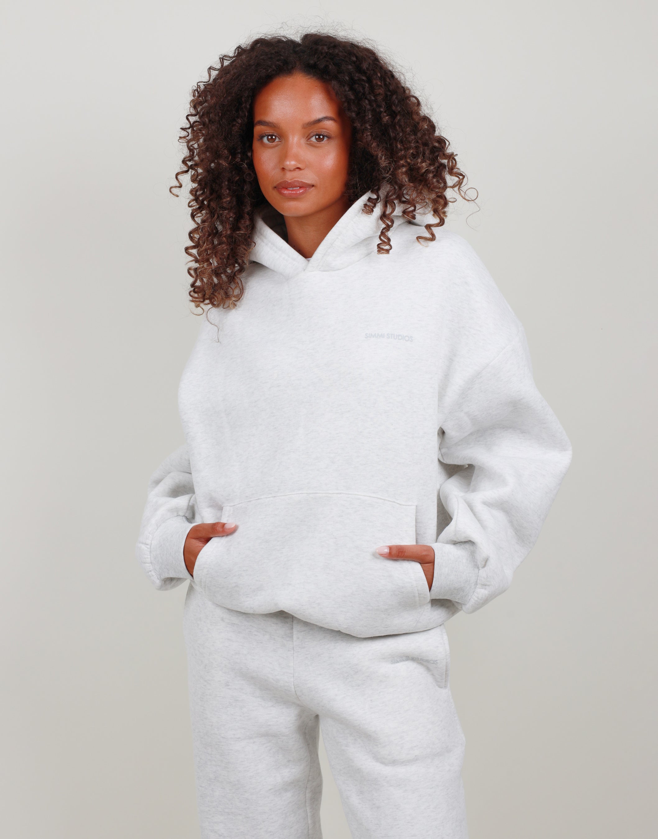 Solene Oversized Hoodie in White marl
