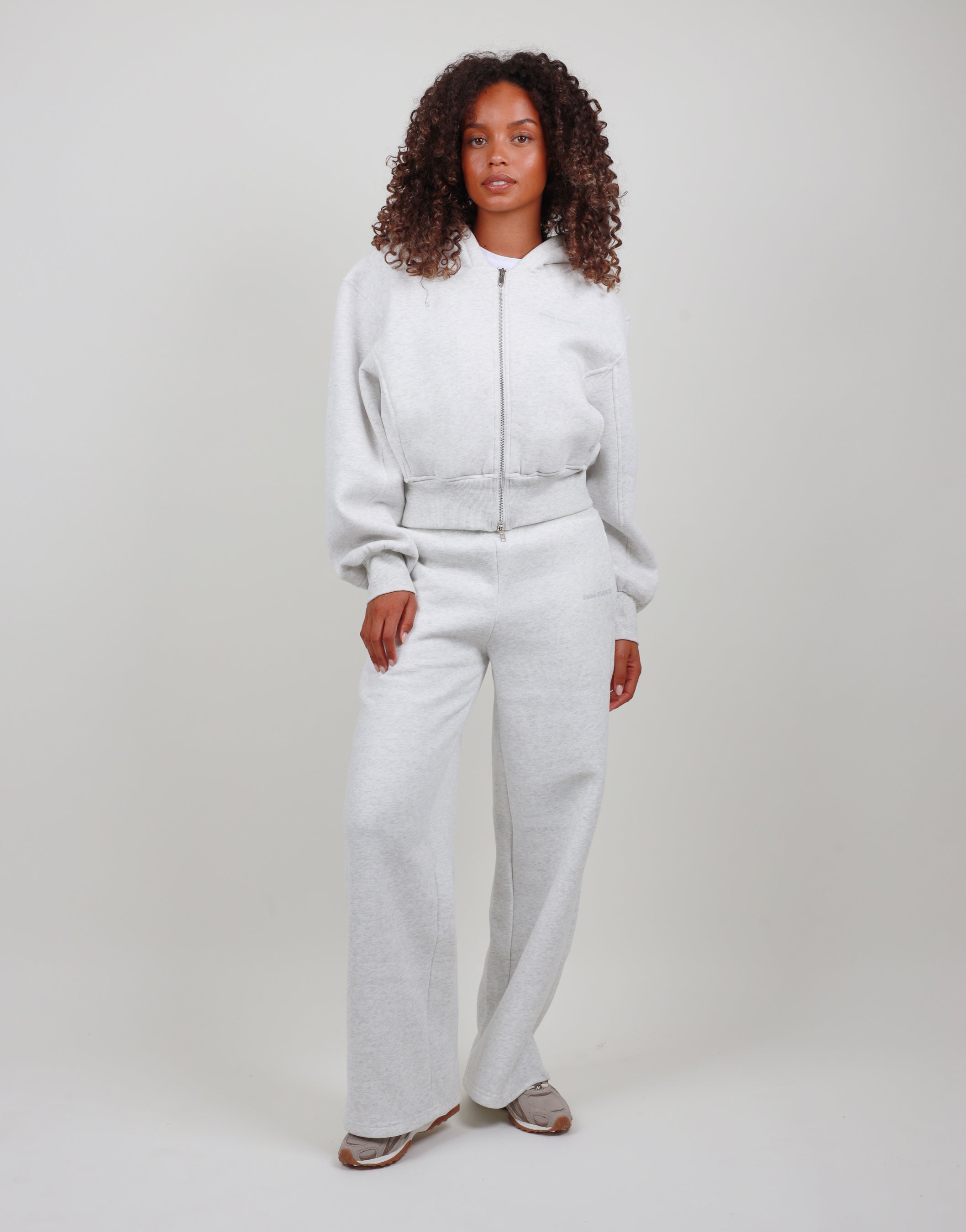 Amalia Zip Hoodie in white marl