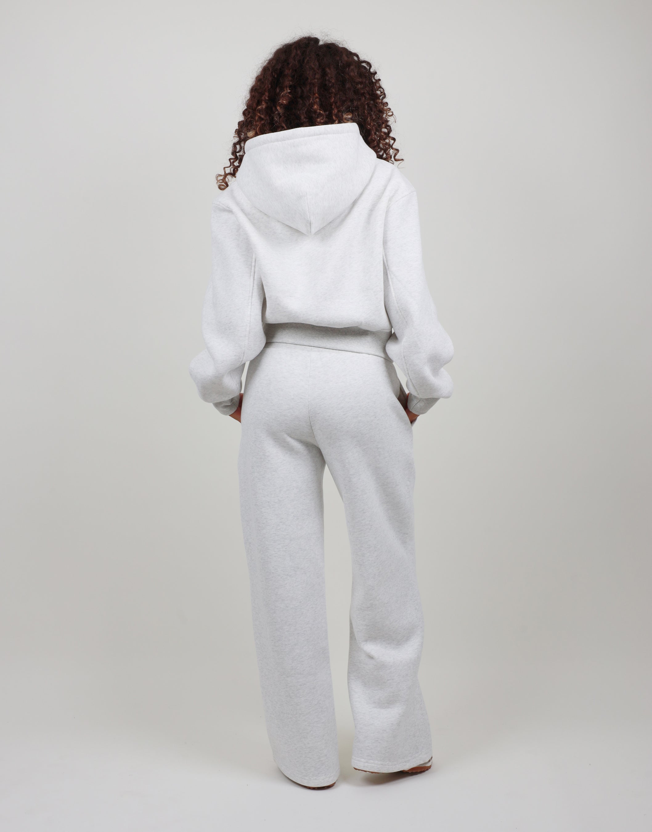 Amalia Zip Hoodie in white marl