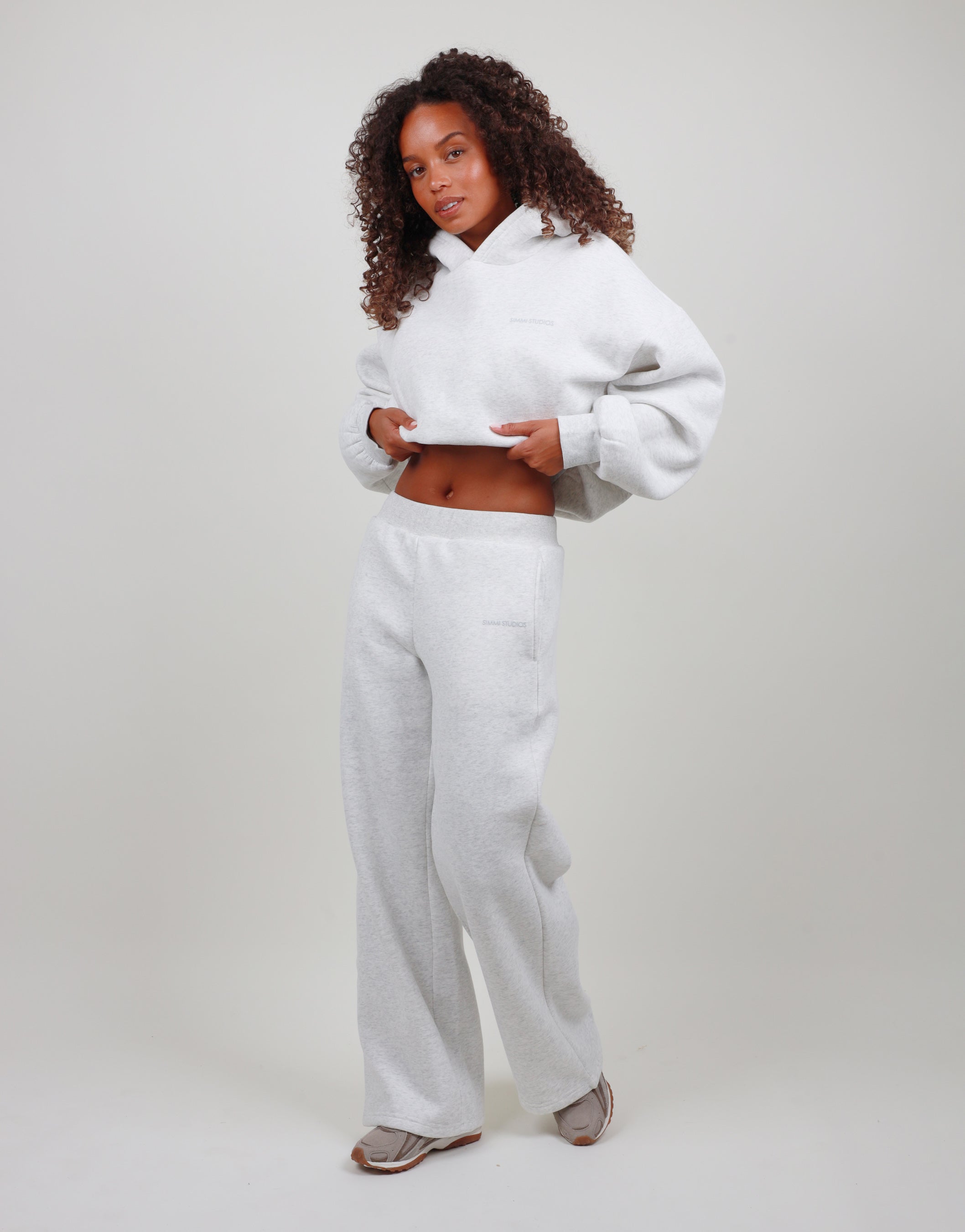 Romilly Straight Leg Joggers in White Marl