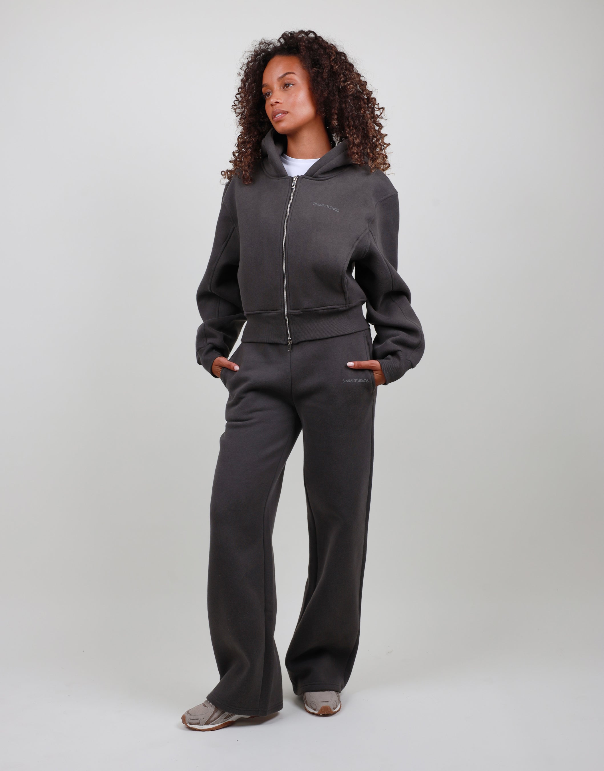 Amalia Zip Hoodie in Dark Grey