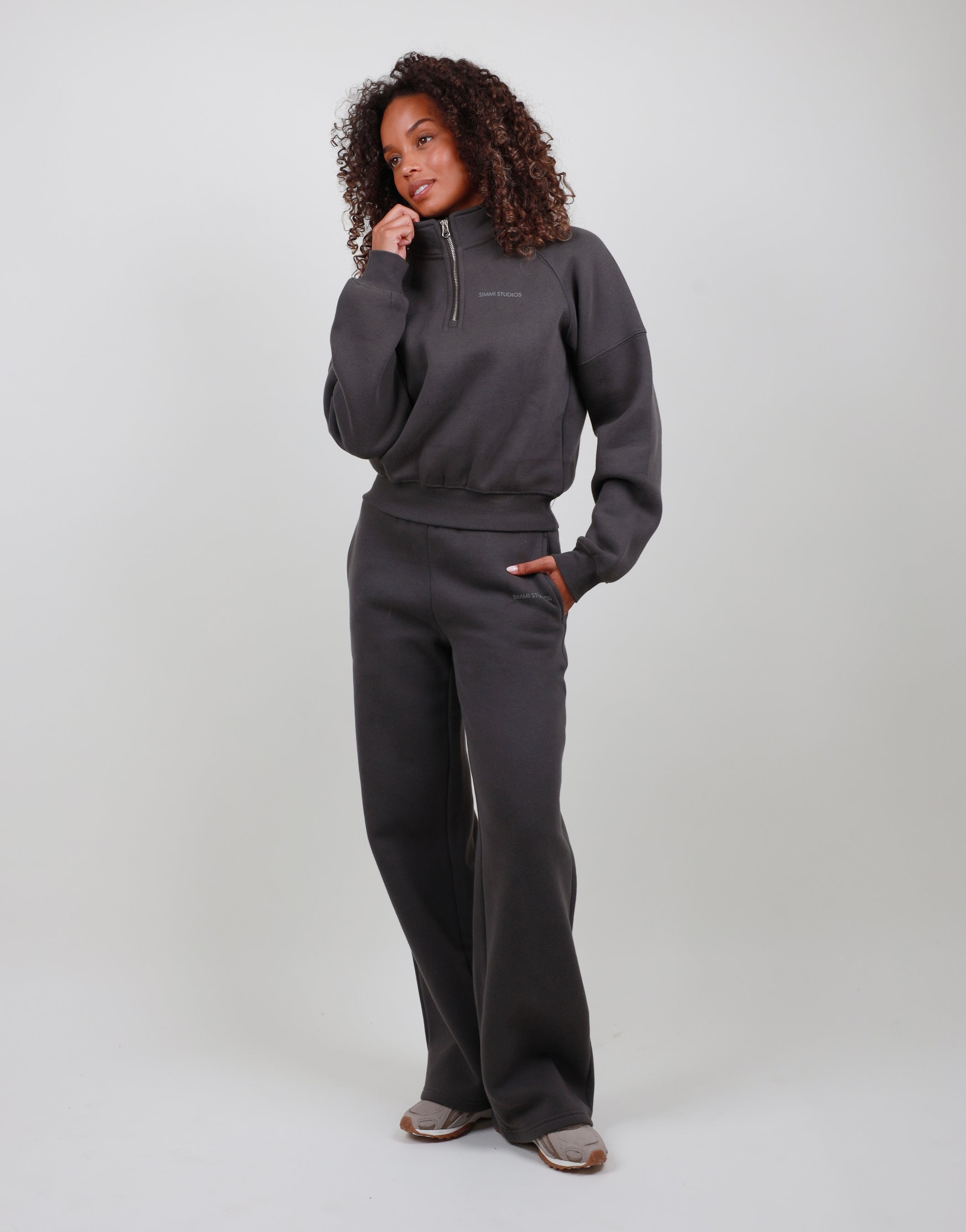 Violette Half Zip Sweatshirt in Dark Grey