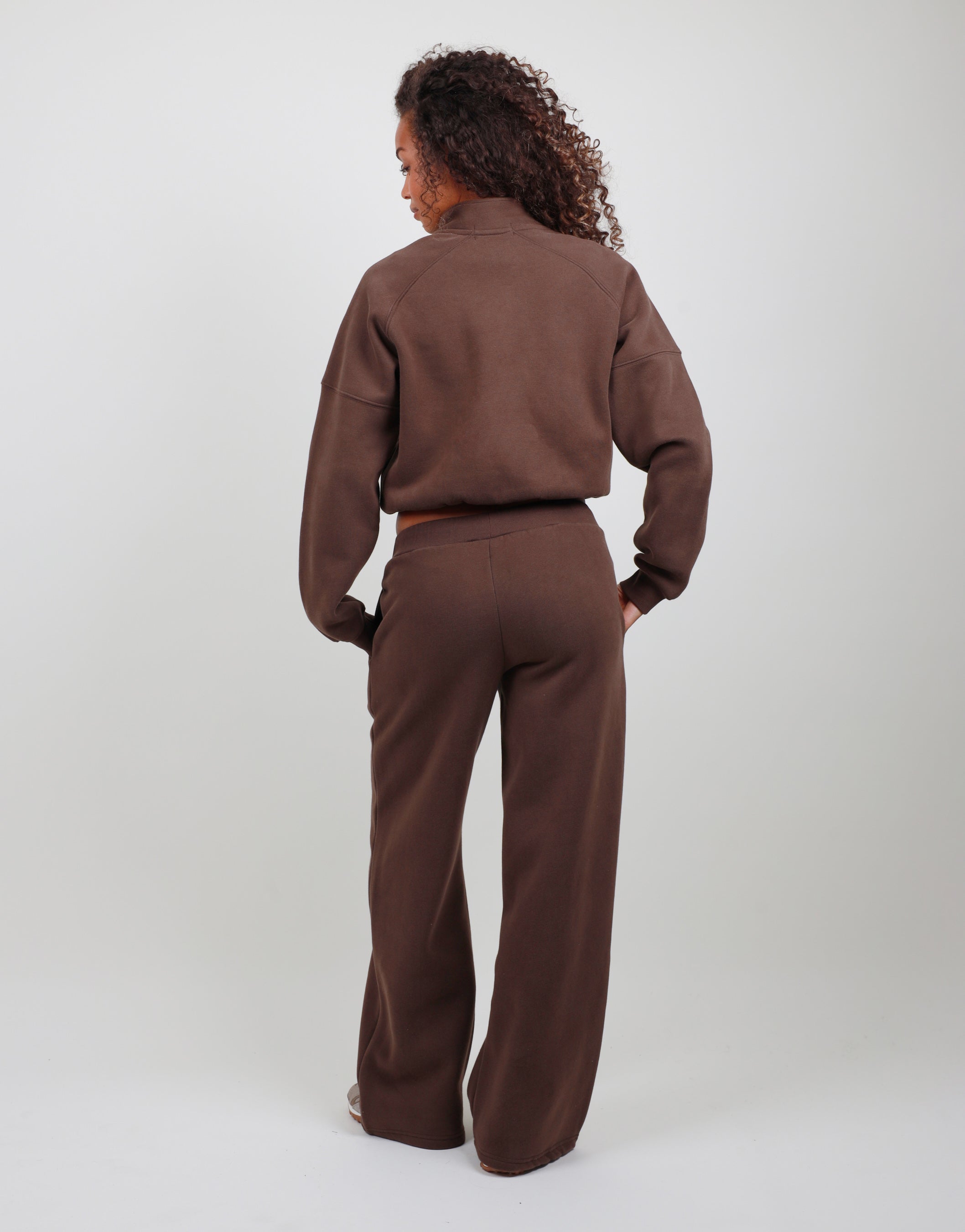 Violette Half Zip Sweatshirt in Brown