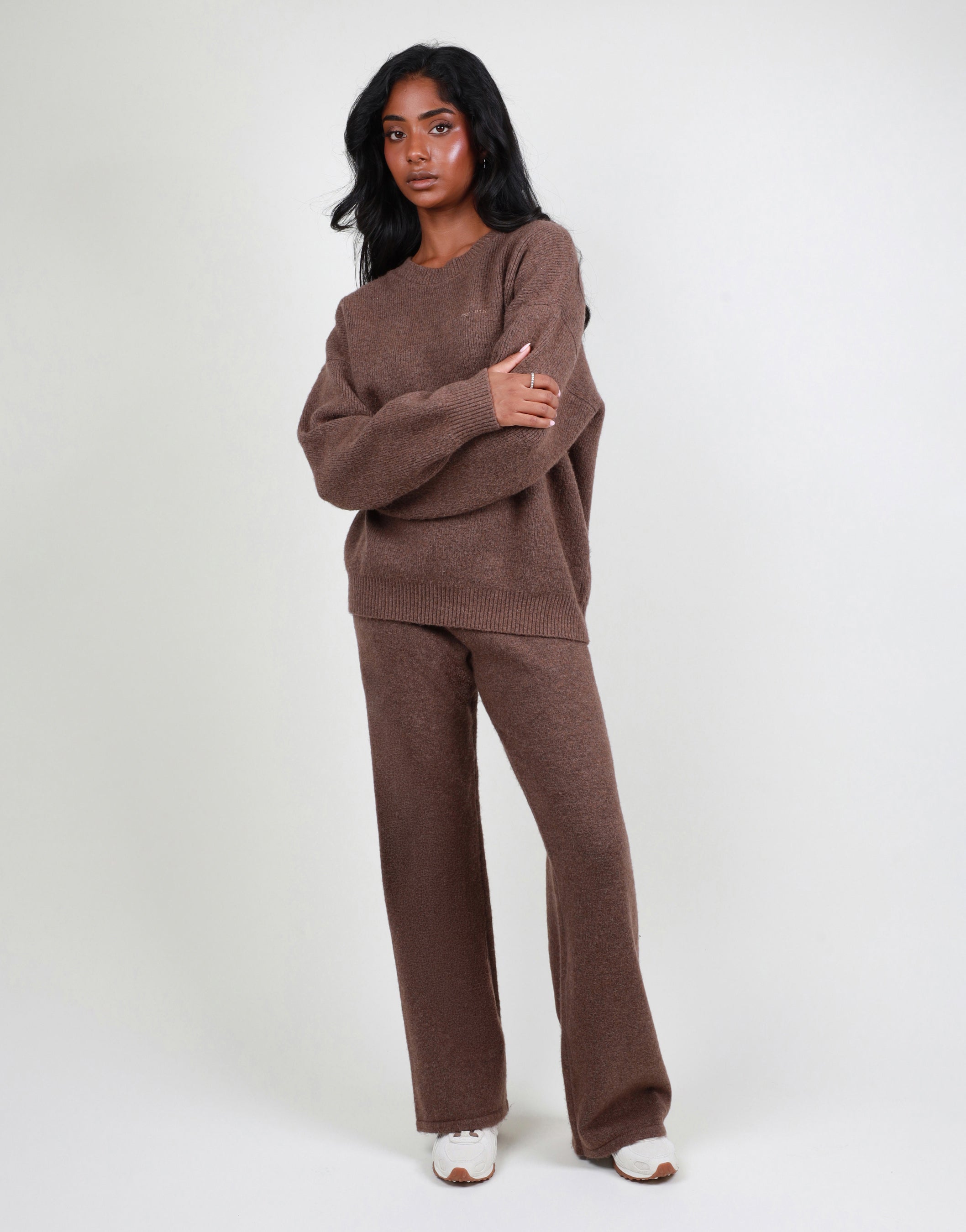Cara Simmi Studios Knitted Trousers In Brown