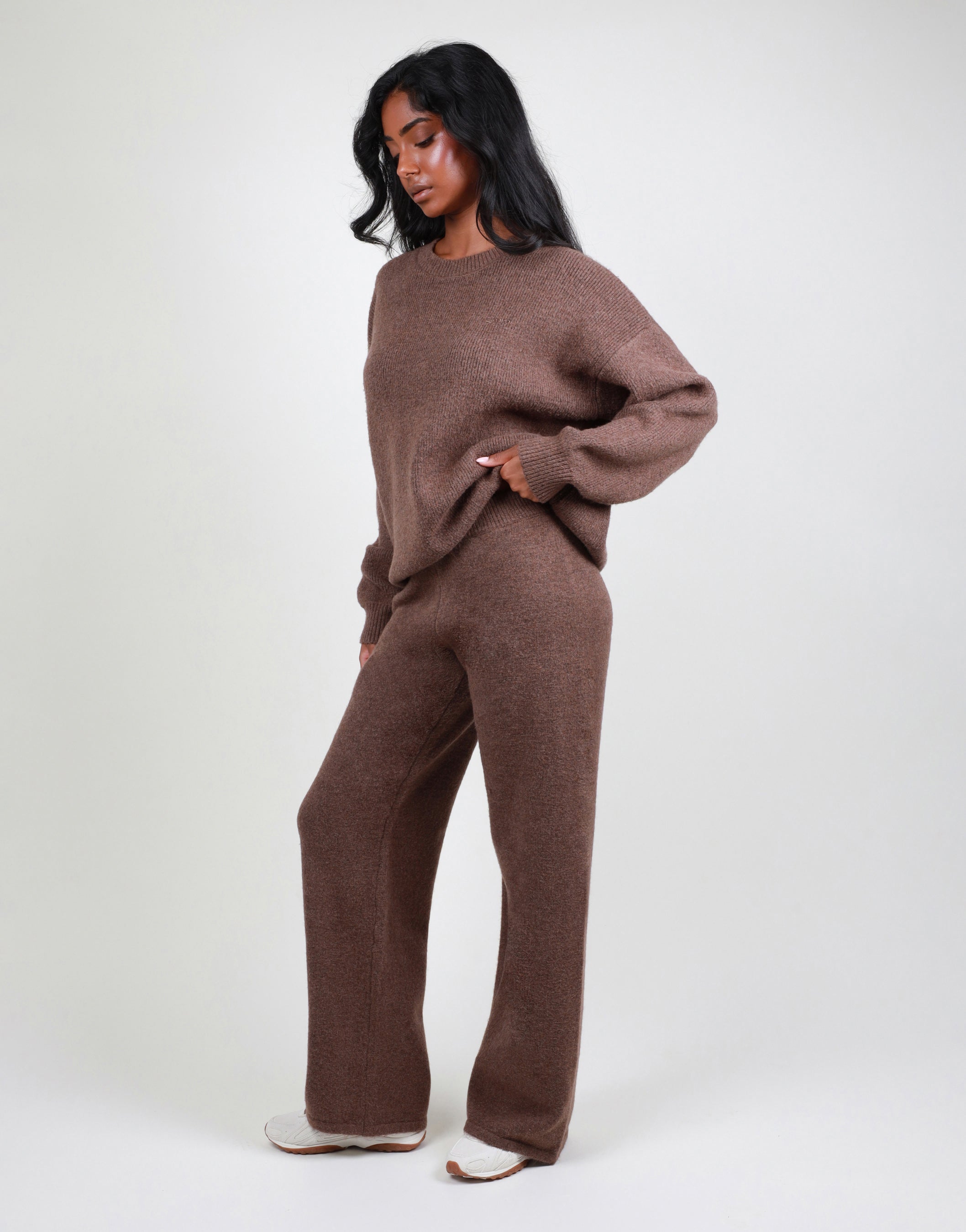 Cara Simmi Studios Knitted Trousers In Brown