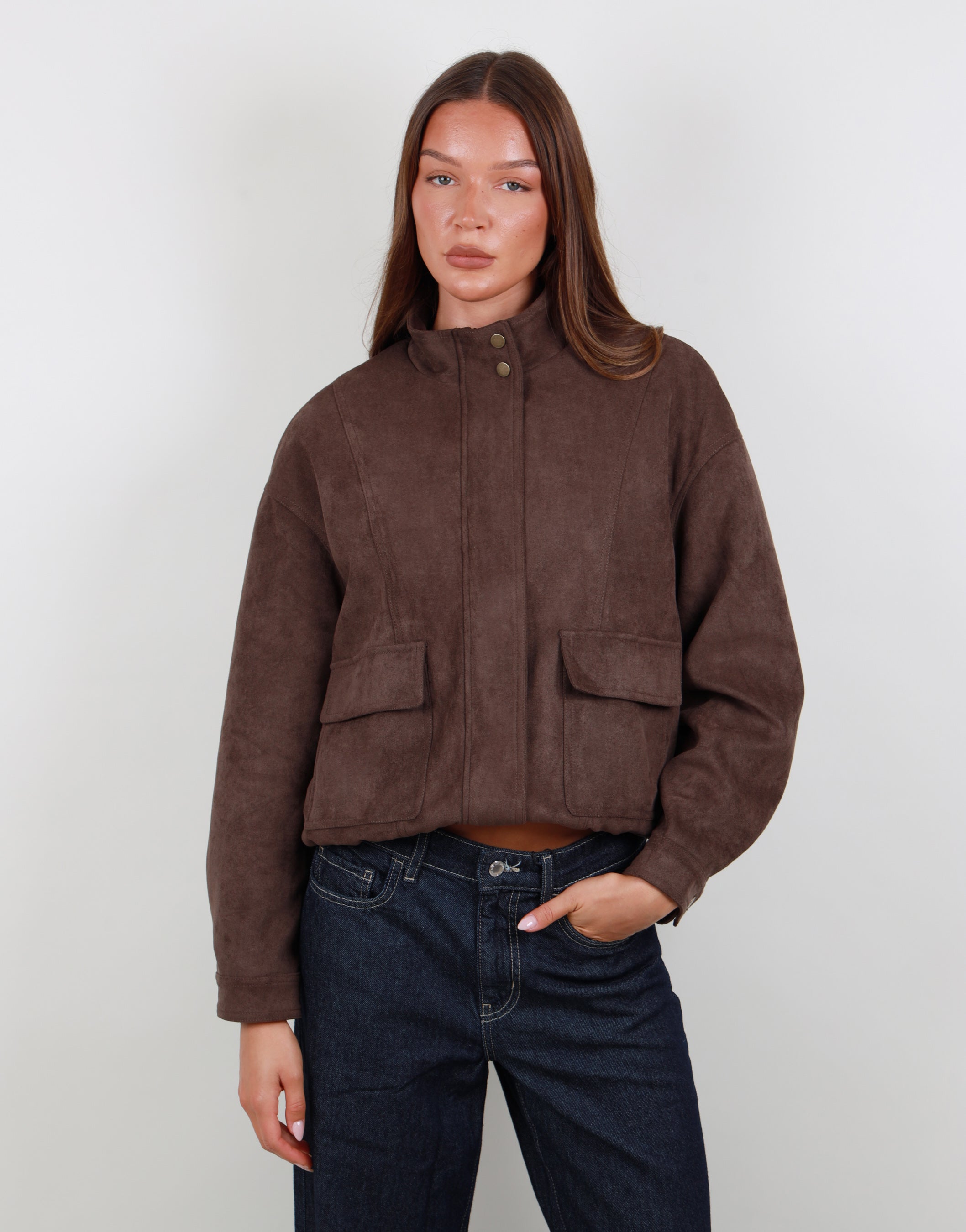 Lottie Suede Jacket in Brown