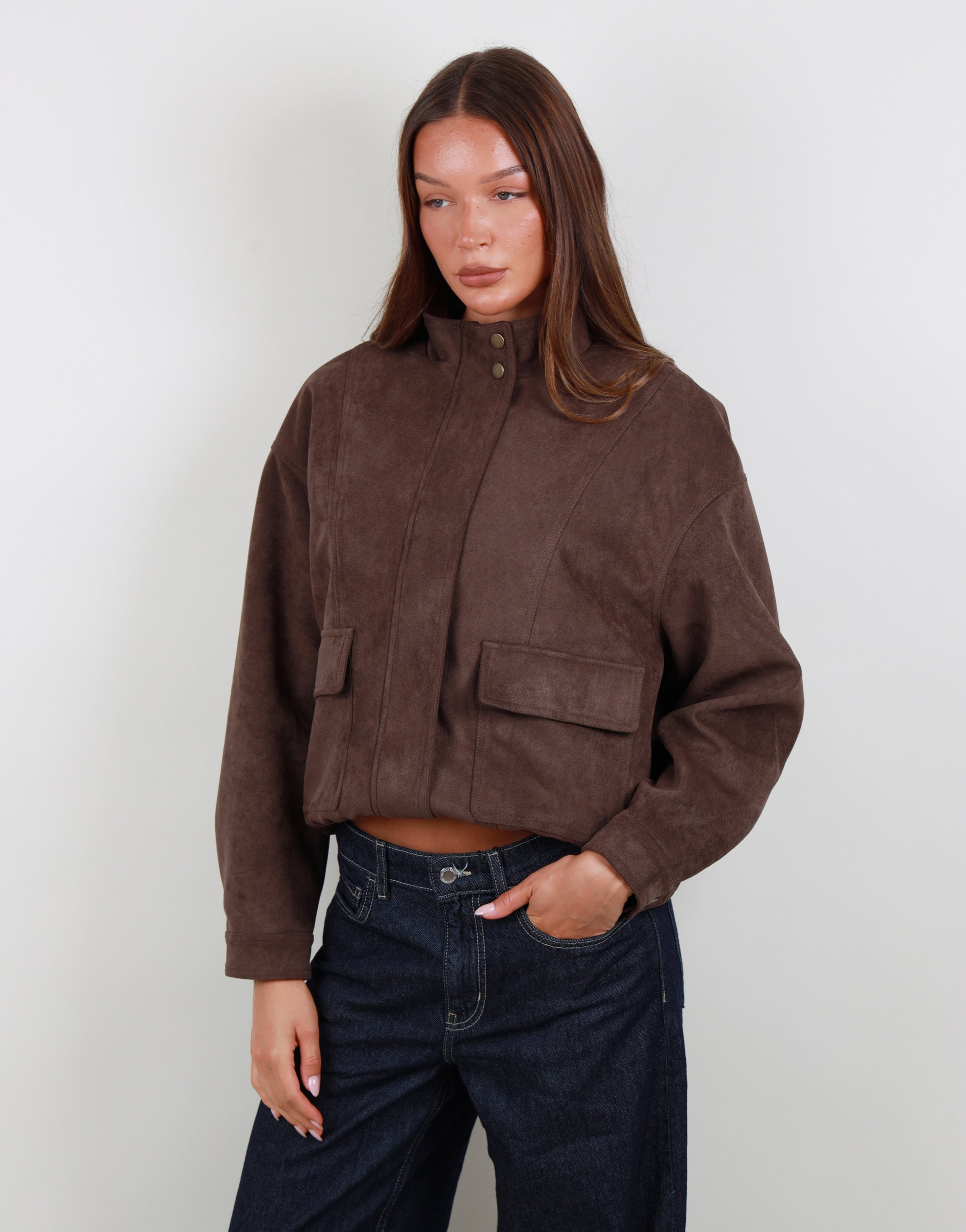 Lottie Suede Jacket in Brown