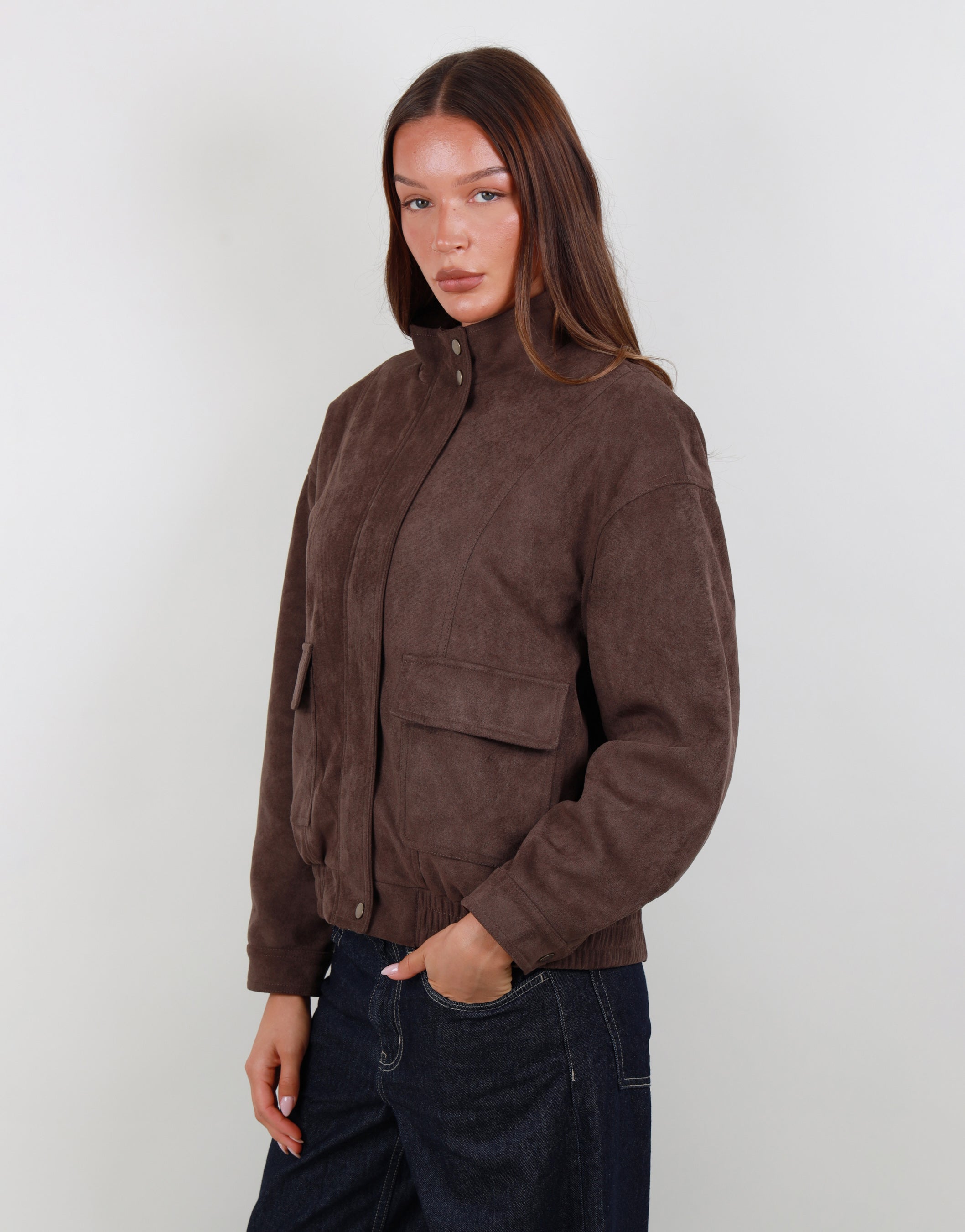 Lottie Suede Jacket in Brown