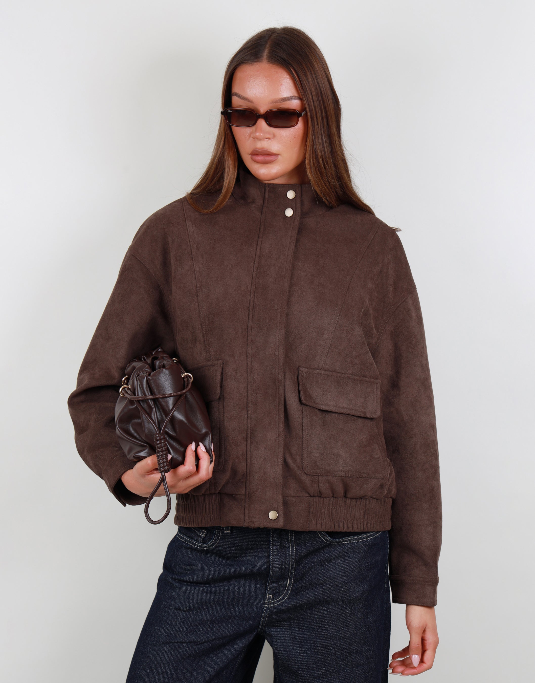 Lottie Suede Jacket in Brown