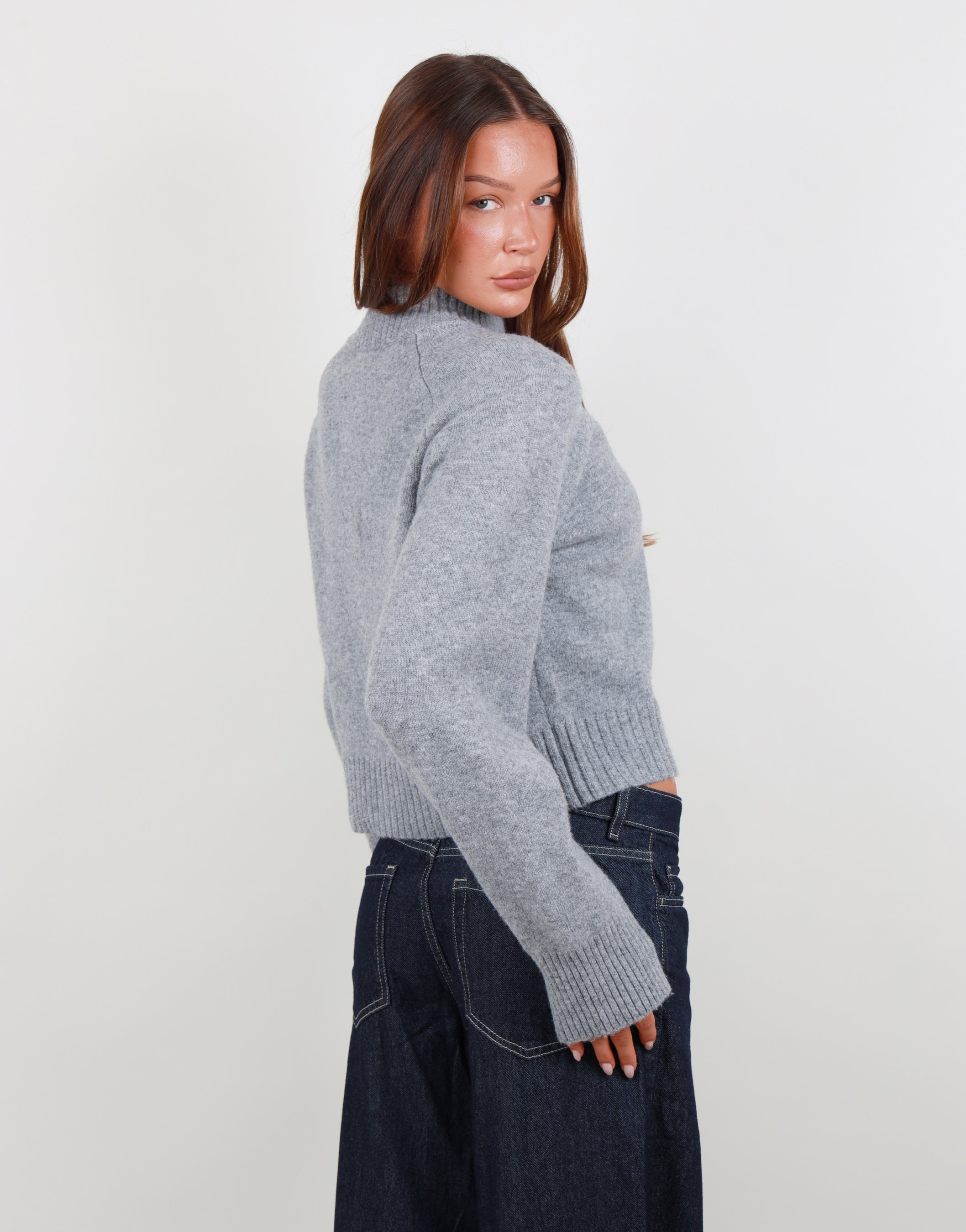 Wren Simmi Studios Soft Knit Zip through In Grey Marl