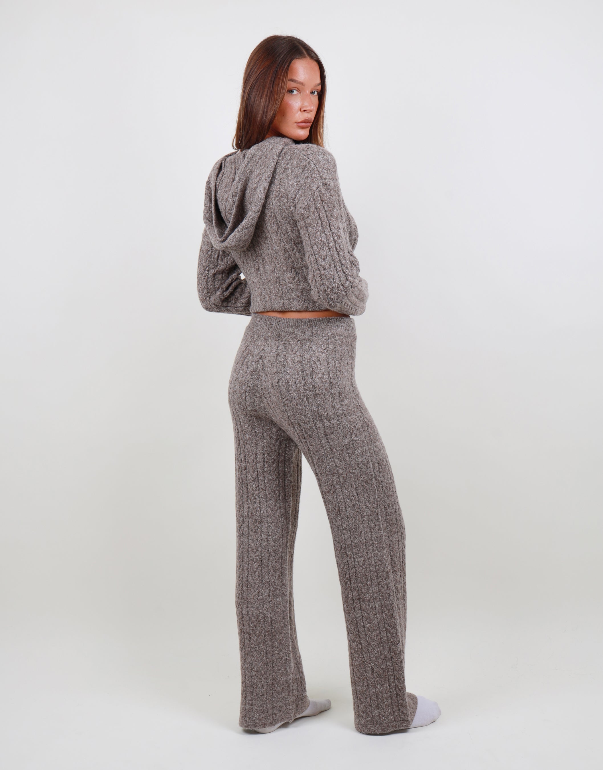 Daria Cable knit trousers in beige