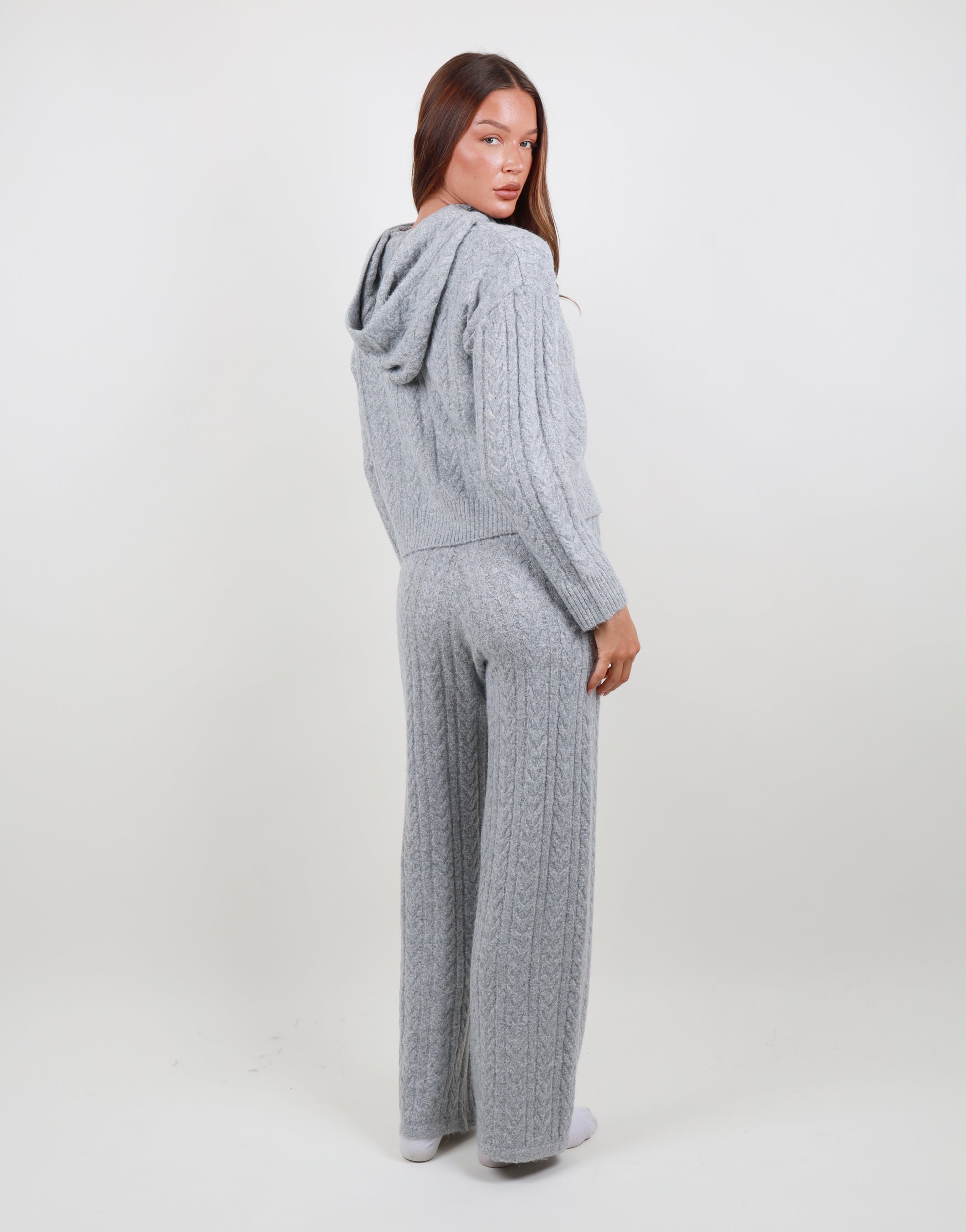 Daria Cable knit trousers in grey marl | SIMMI London