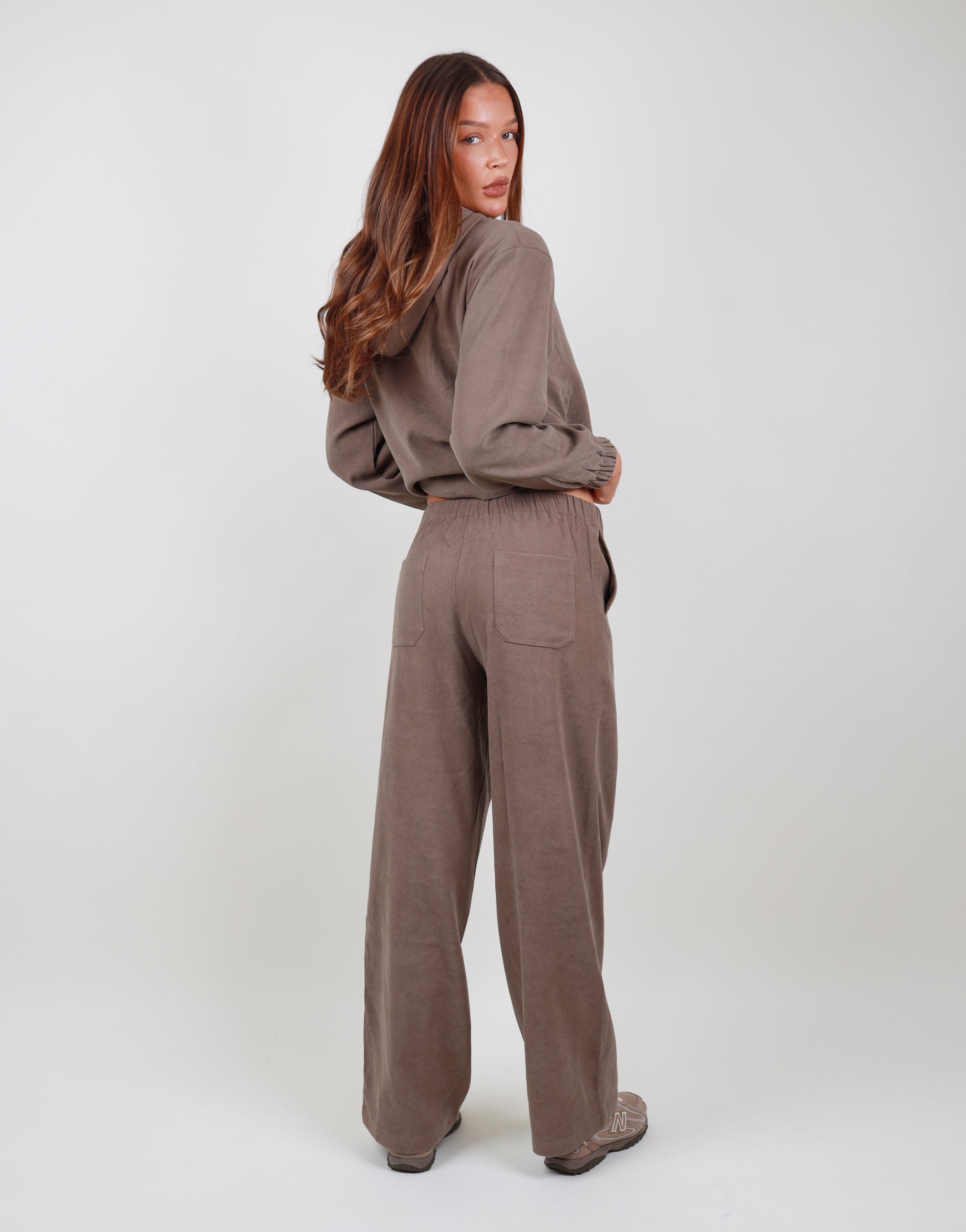 Aveline Suede Joggers in Mocha | SIMMI London