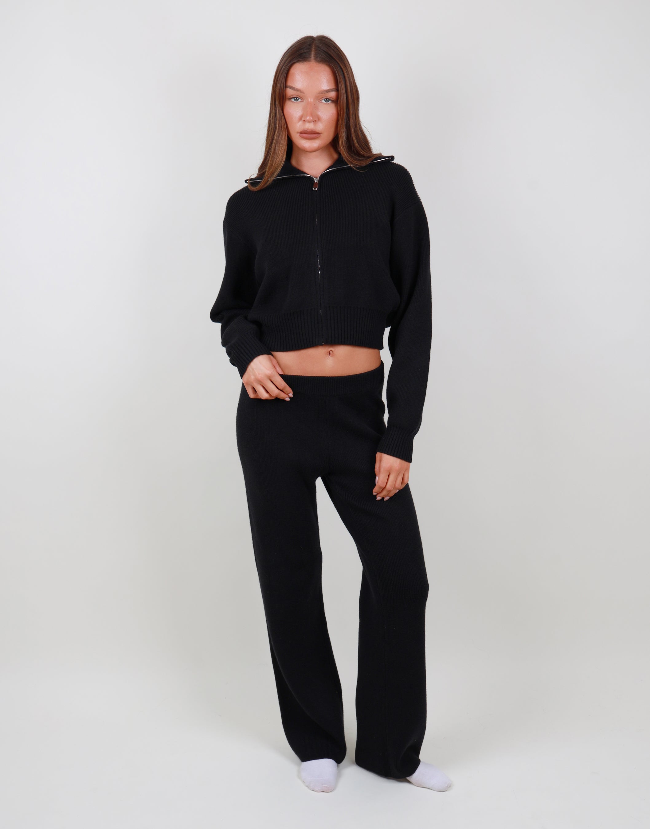 Estelle Flared Knit trouser in black | SIMMI London