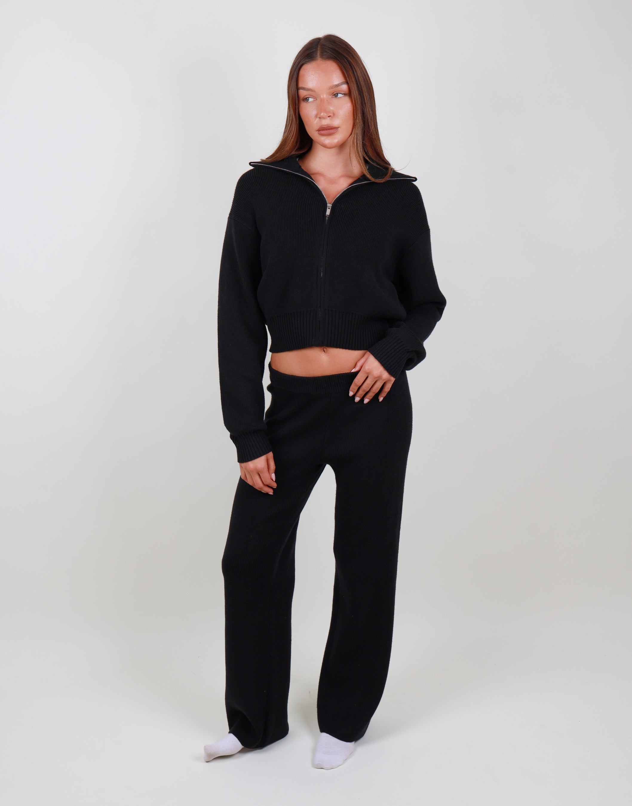 Estelle Flared Knit trouser in black | SIMMI London