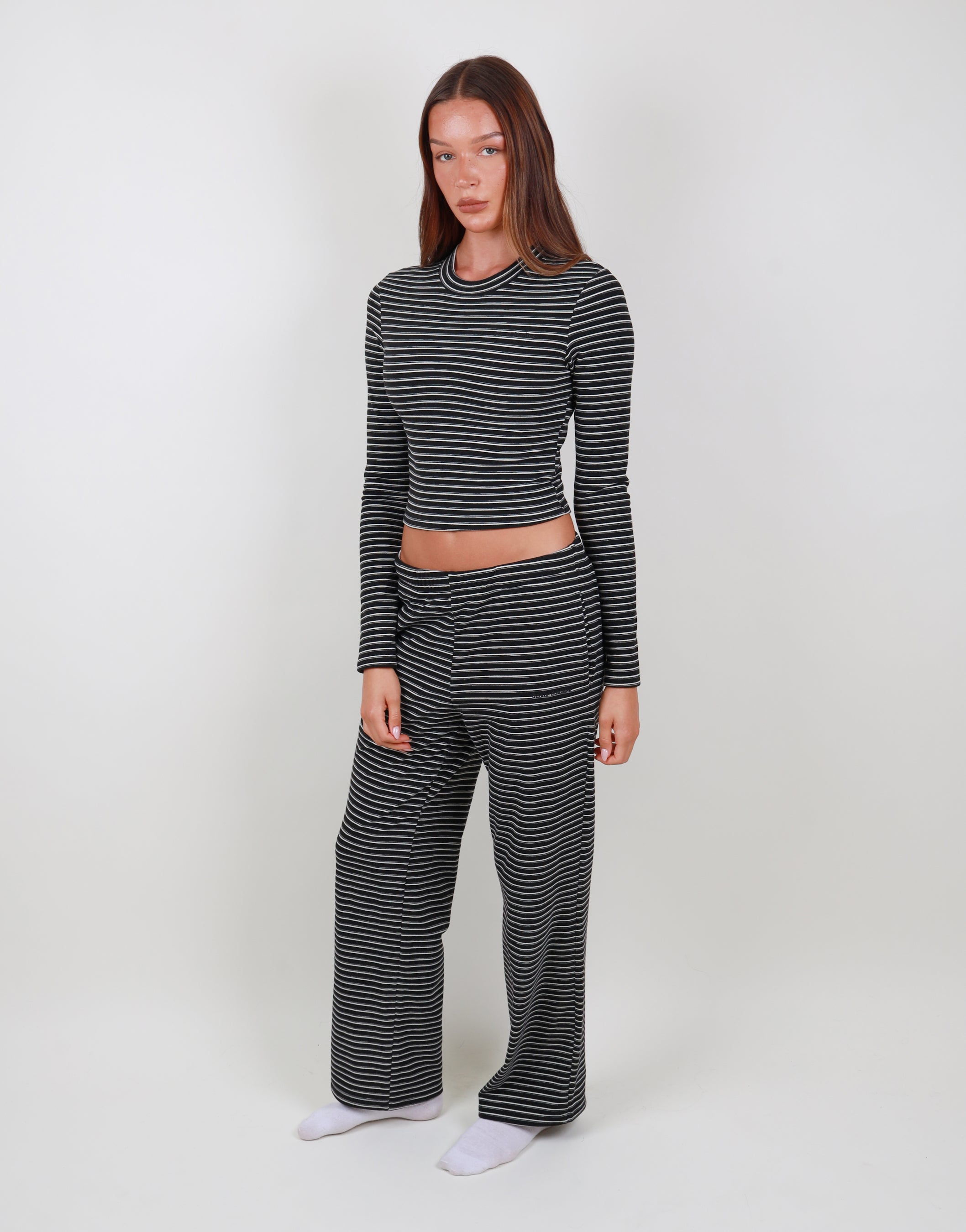 Camille Soft Stripe Trouser in Black | SIMMI London