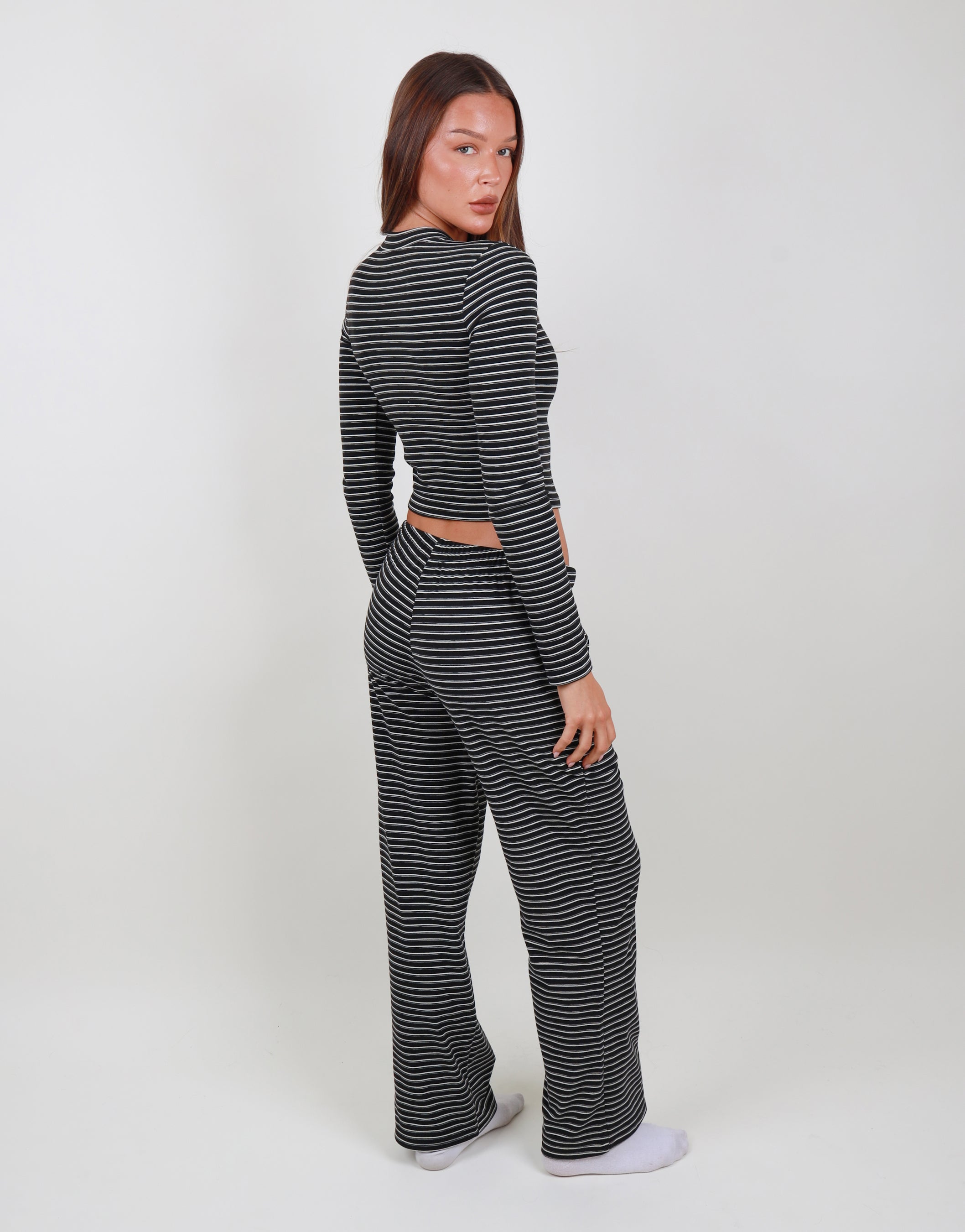 Camille Soft Stripe Trouser in Black | SIMMI London