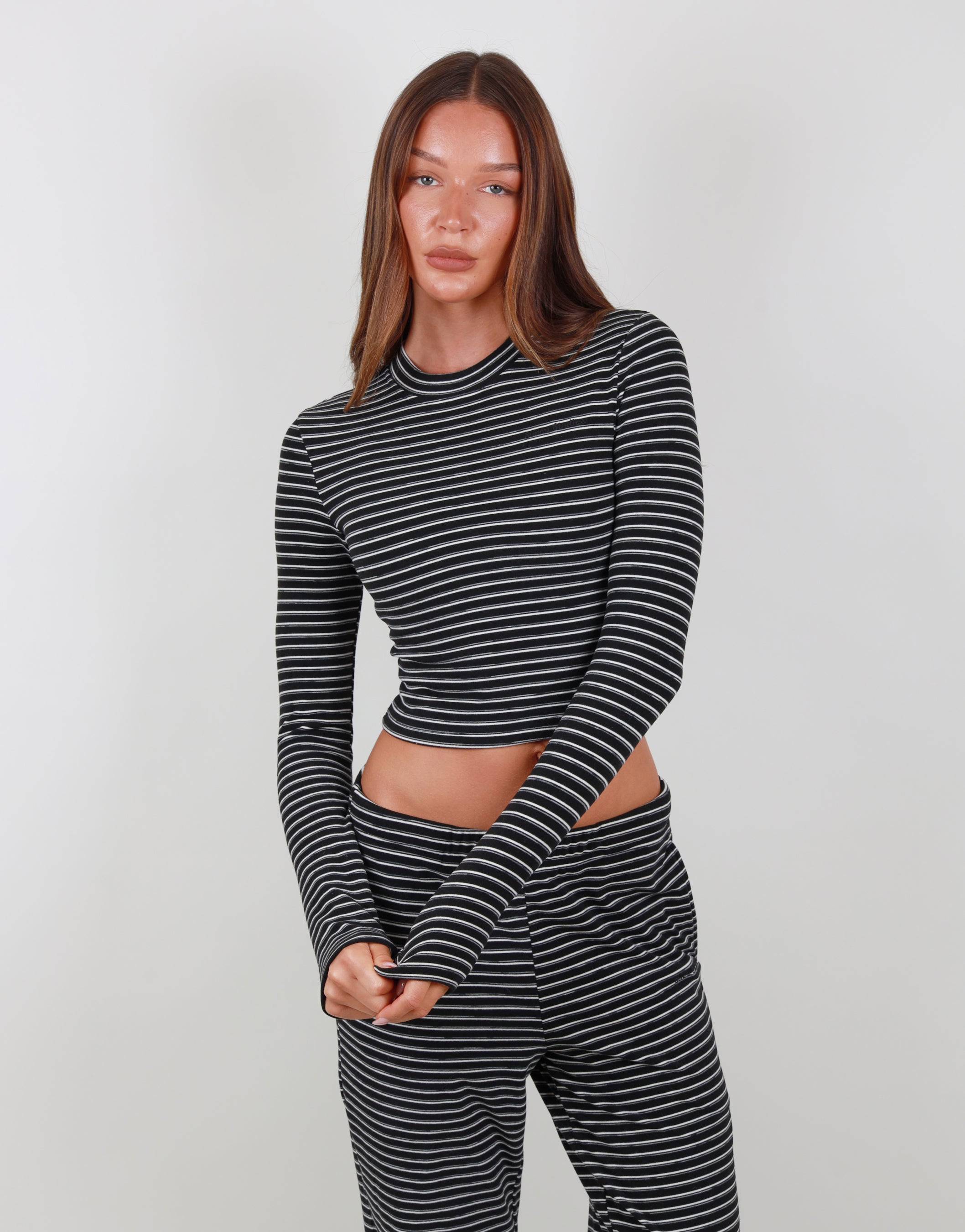 Camille Soft Stripe T-shirt in black | SIMMI London