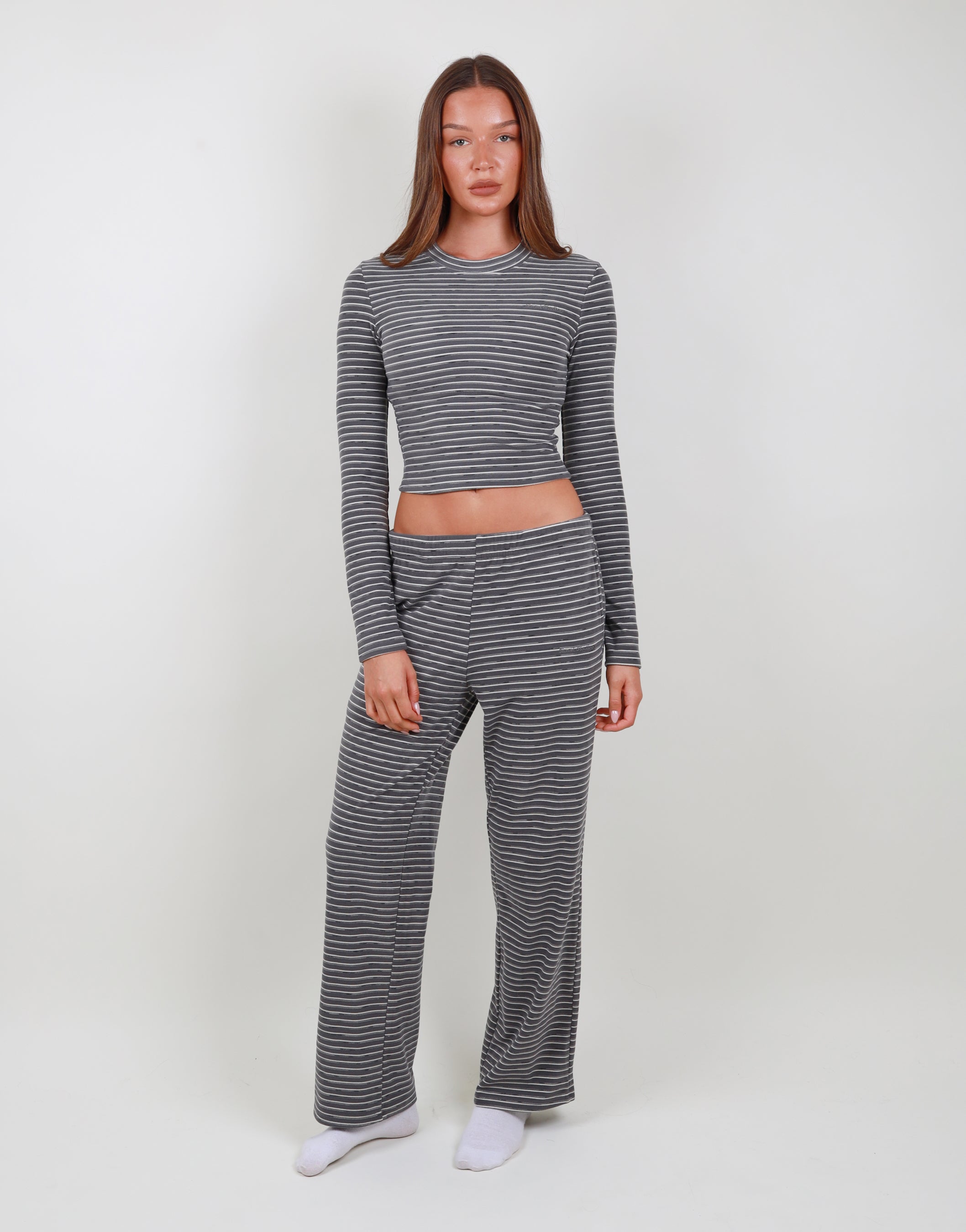 Camille Soft Stripe Trouser in Grey | SIMMI London