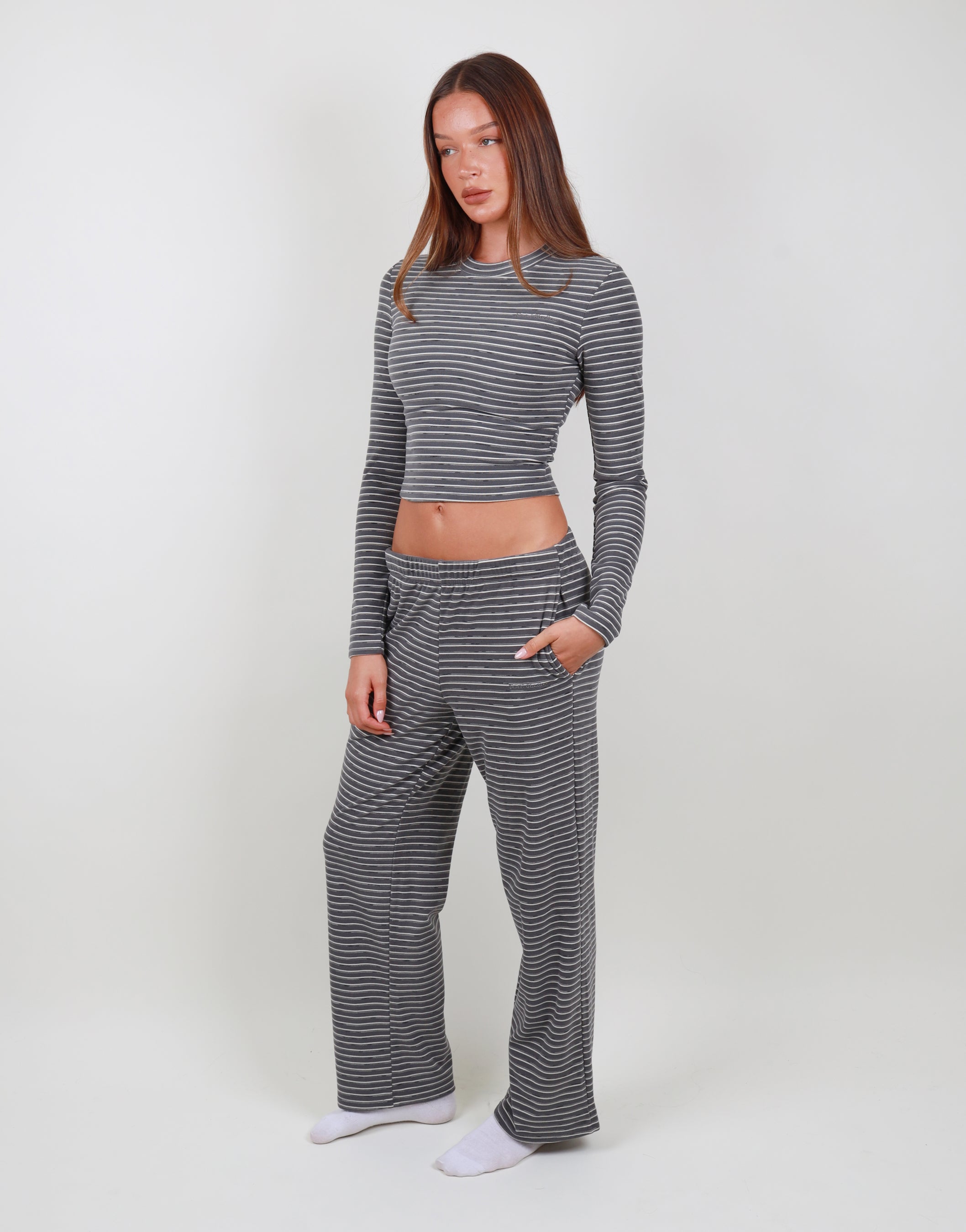 Camille Soft Stripe T-shirt in grey | SIMMI London