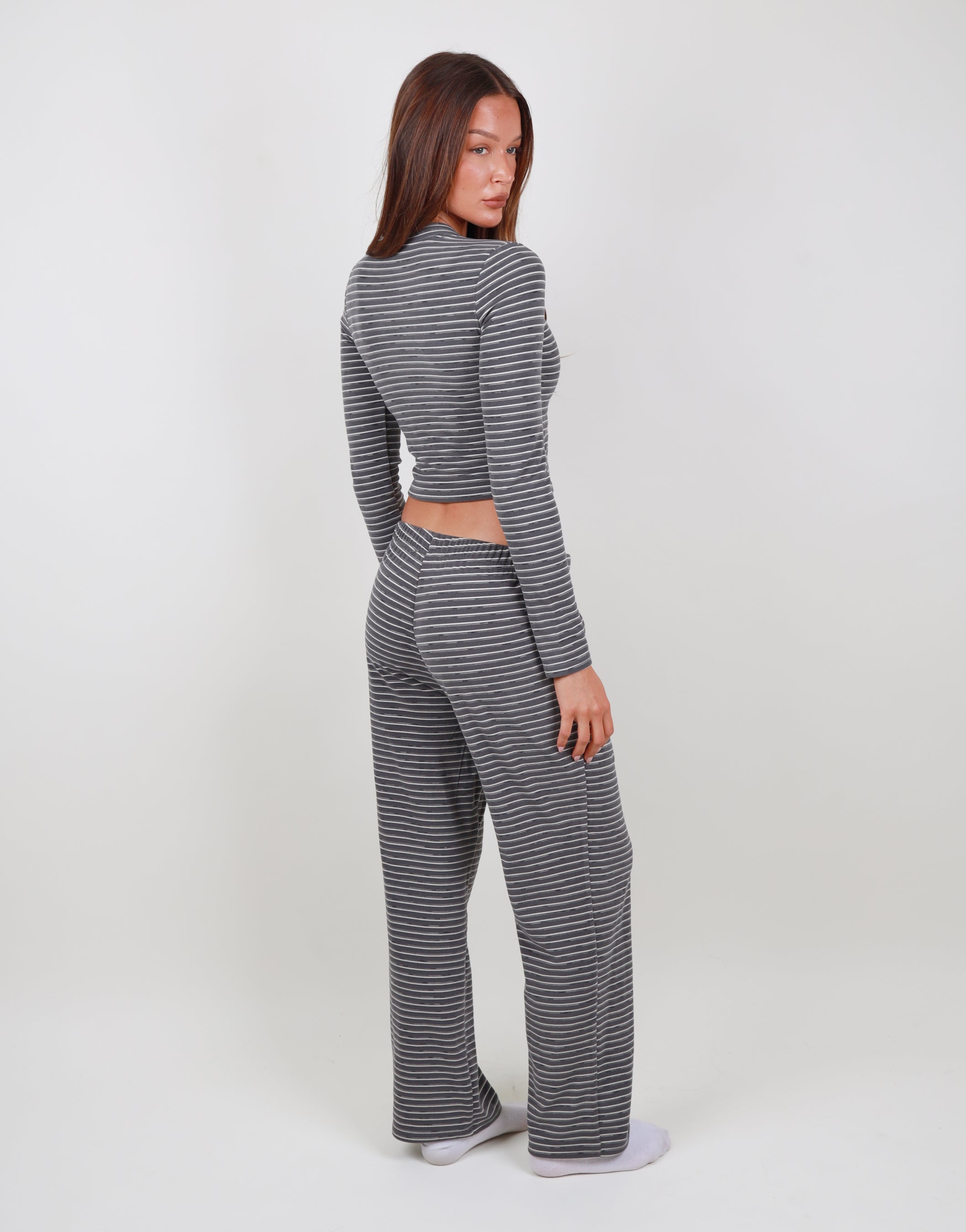Camille Soft Stripe Trouser in Grey | SIMMI London