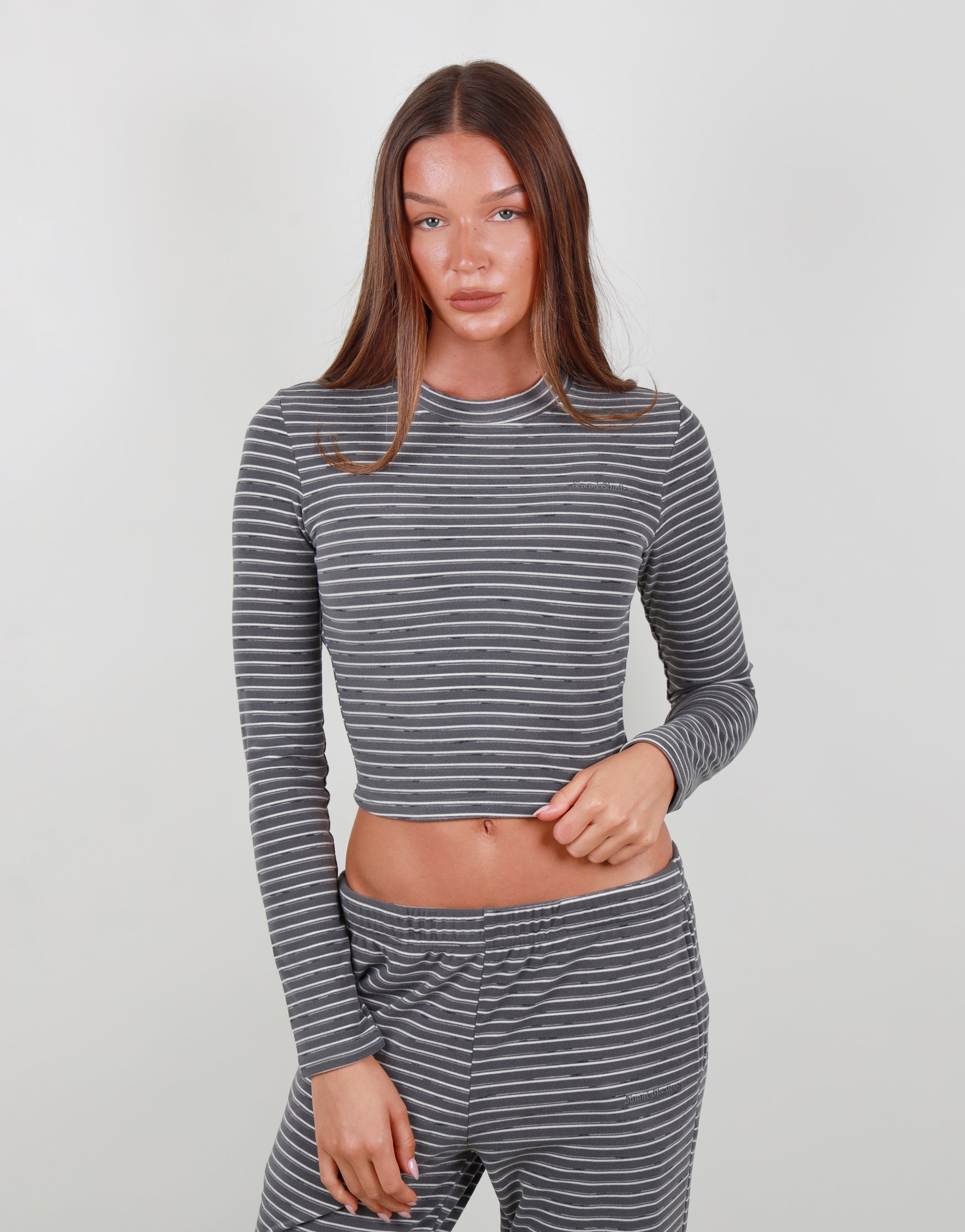 Camille Soft Stripe T-shirt in grey | SIMMI London