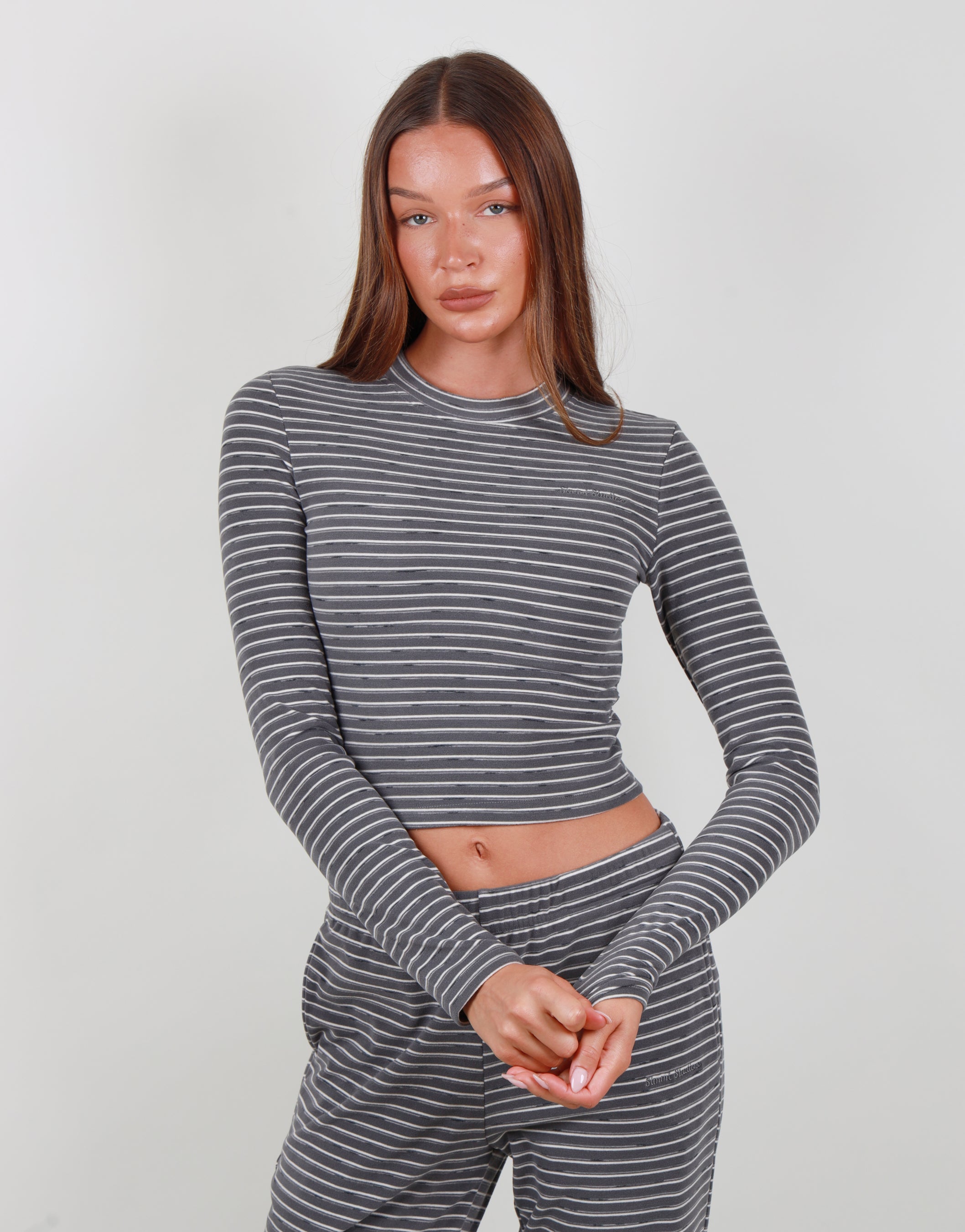 Camille Soft Stripe T-shirt in grey | SIMMI London