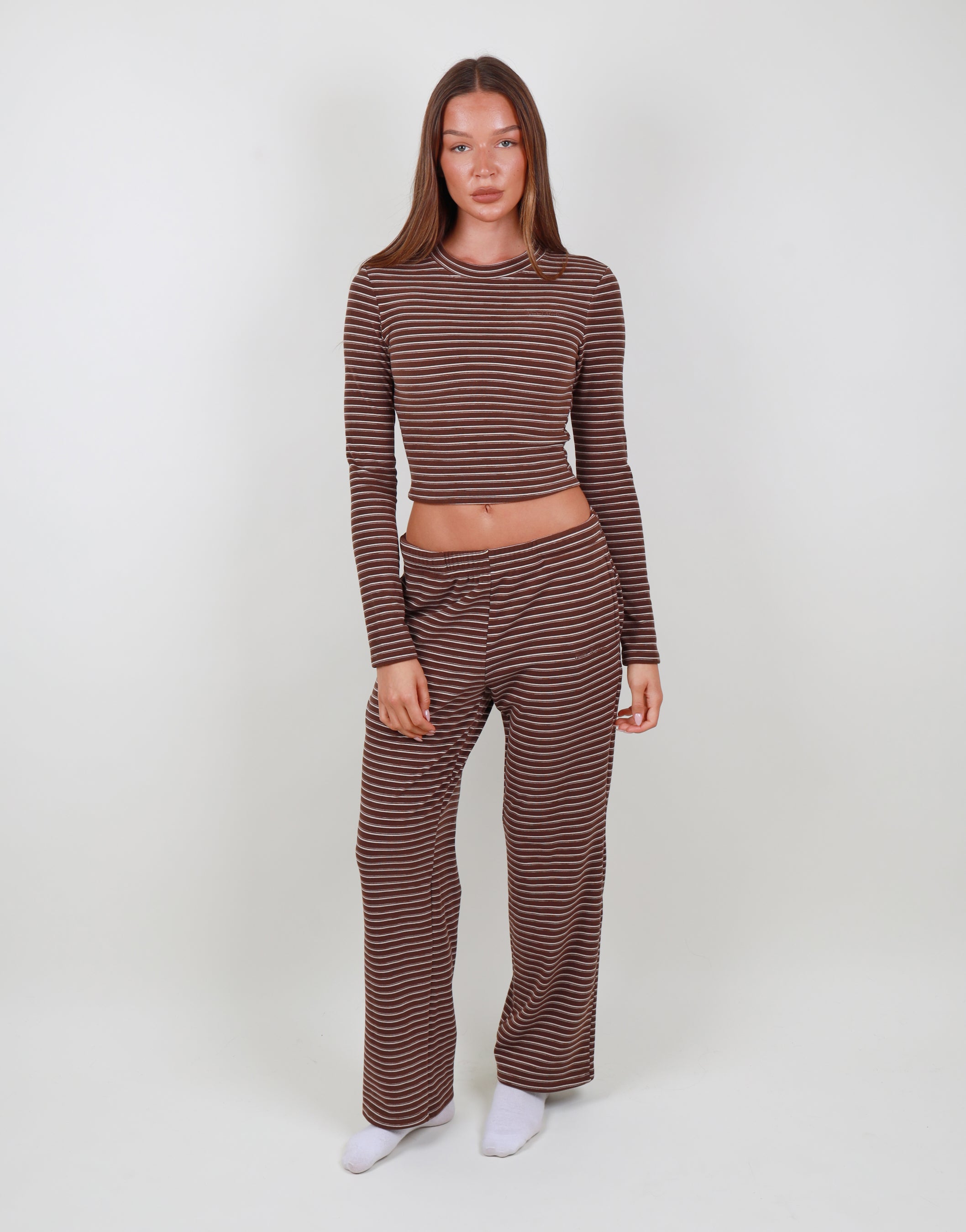 Camille Soft Stripe Trouser in Brown | SIMMI London