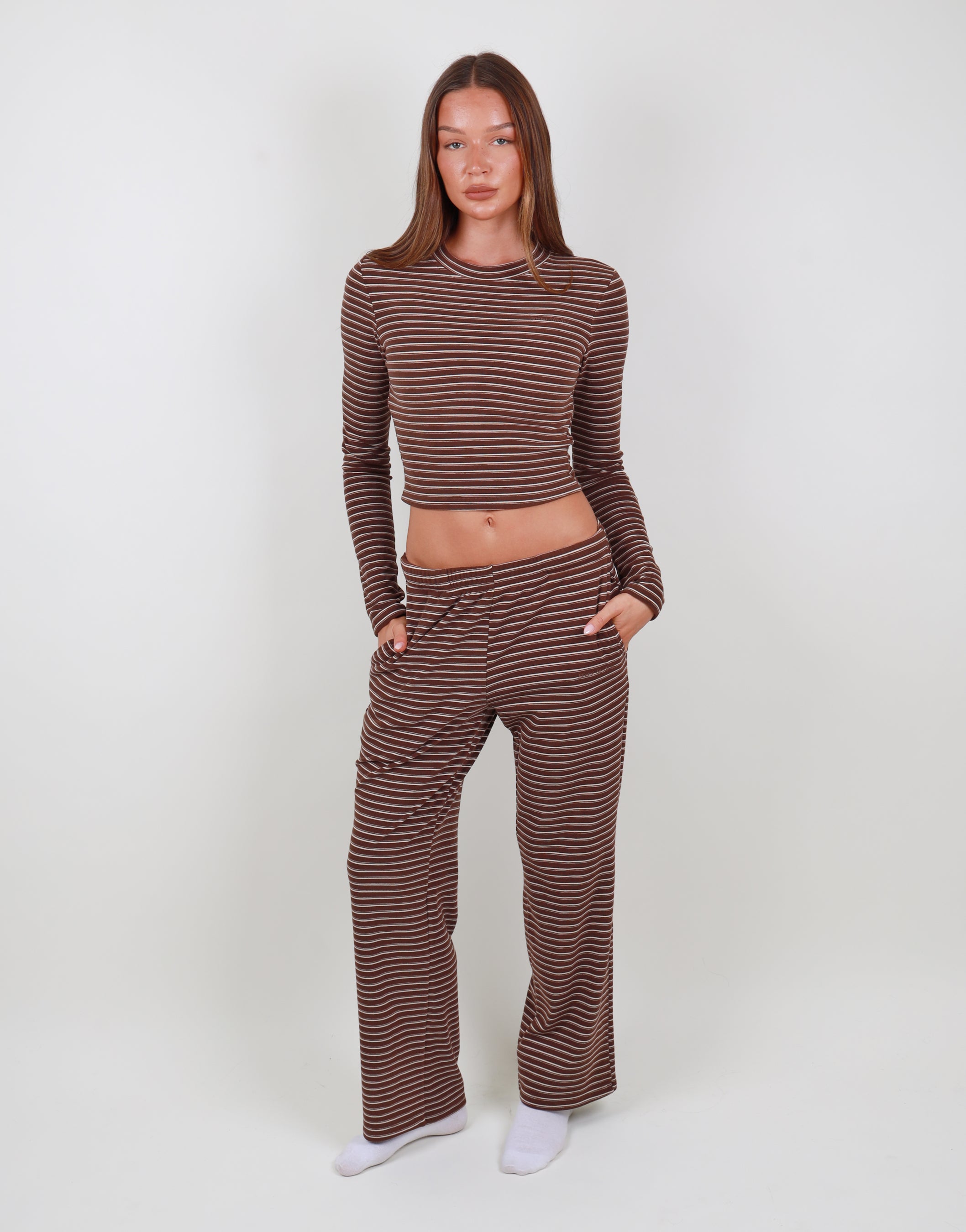 Camille Soft Stripe Trouser in Brown | SIMMI London