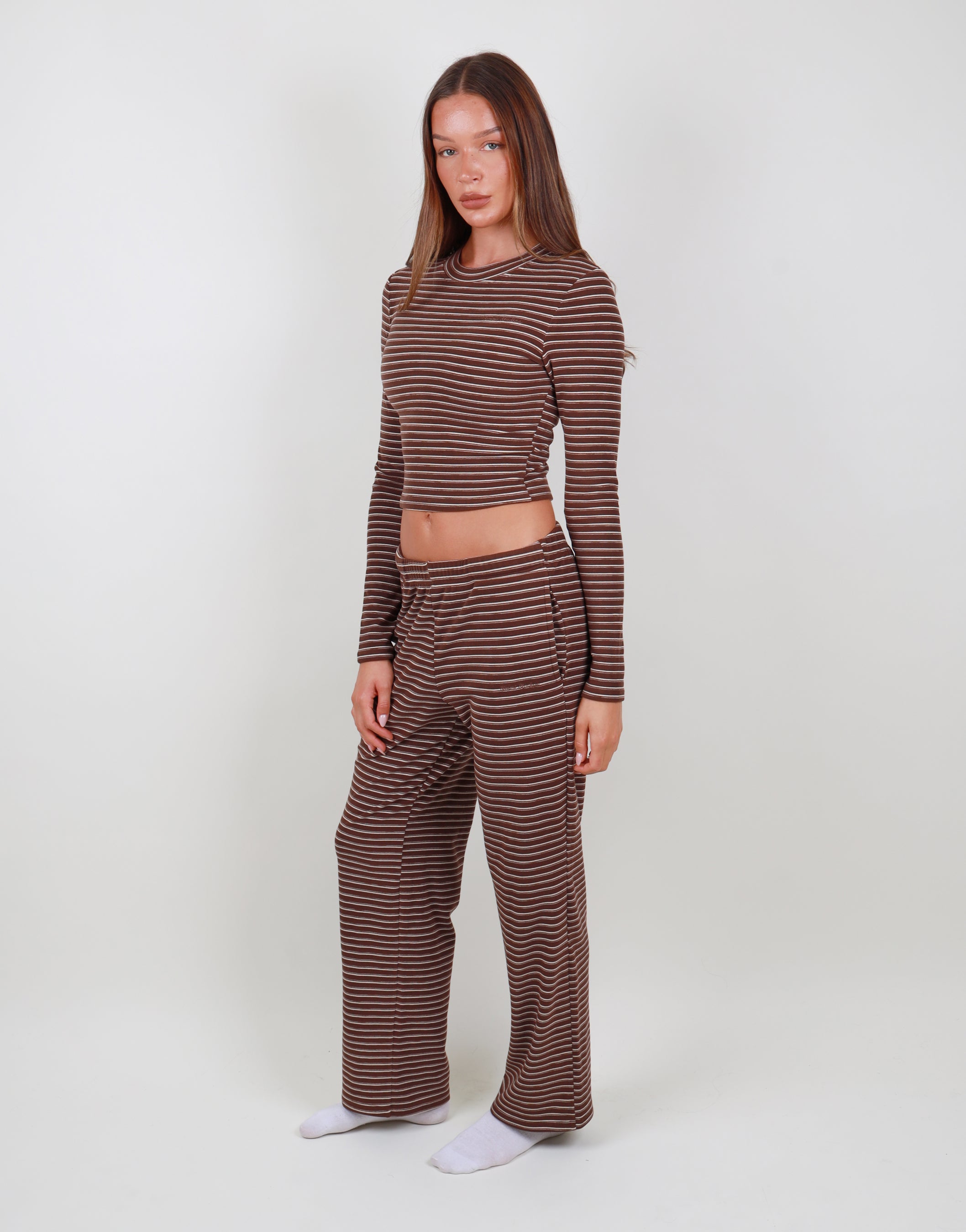 Camille Soft Stripe Trouser in Brown | SIMMI London