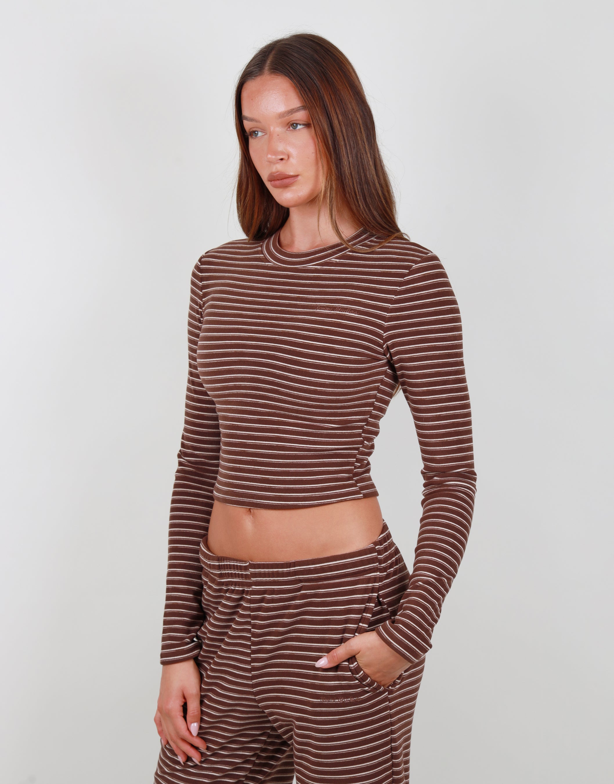 Camille Soft Stripe T-shirt in brown