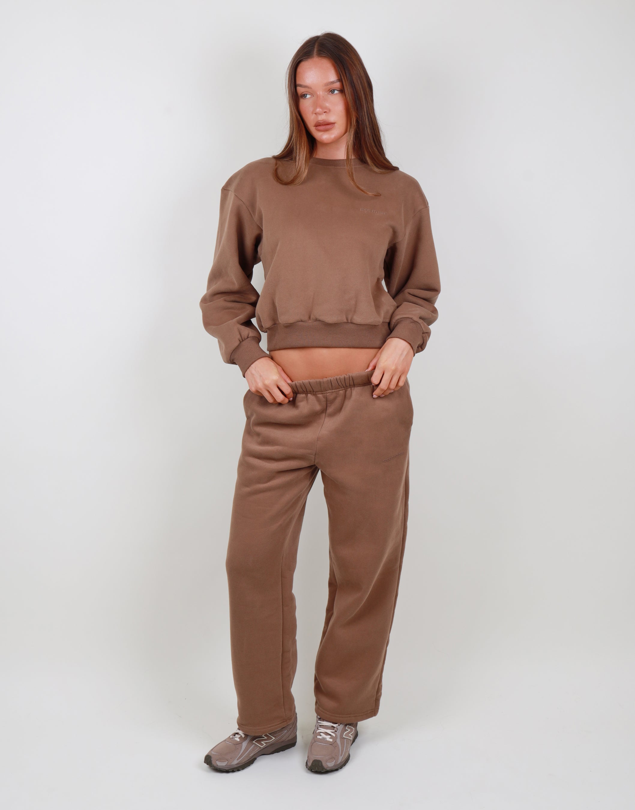 Demi Straight Leg Joggers In Mocha | SIMMI London