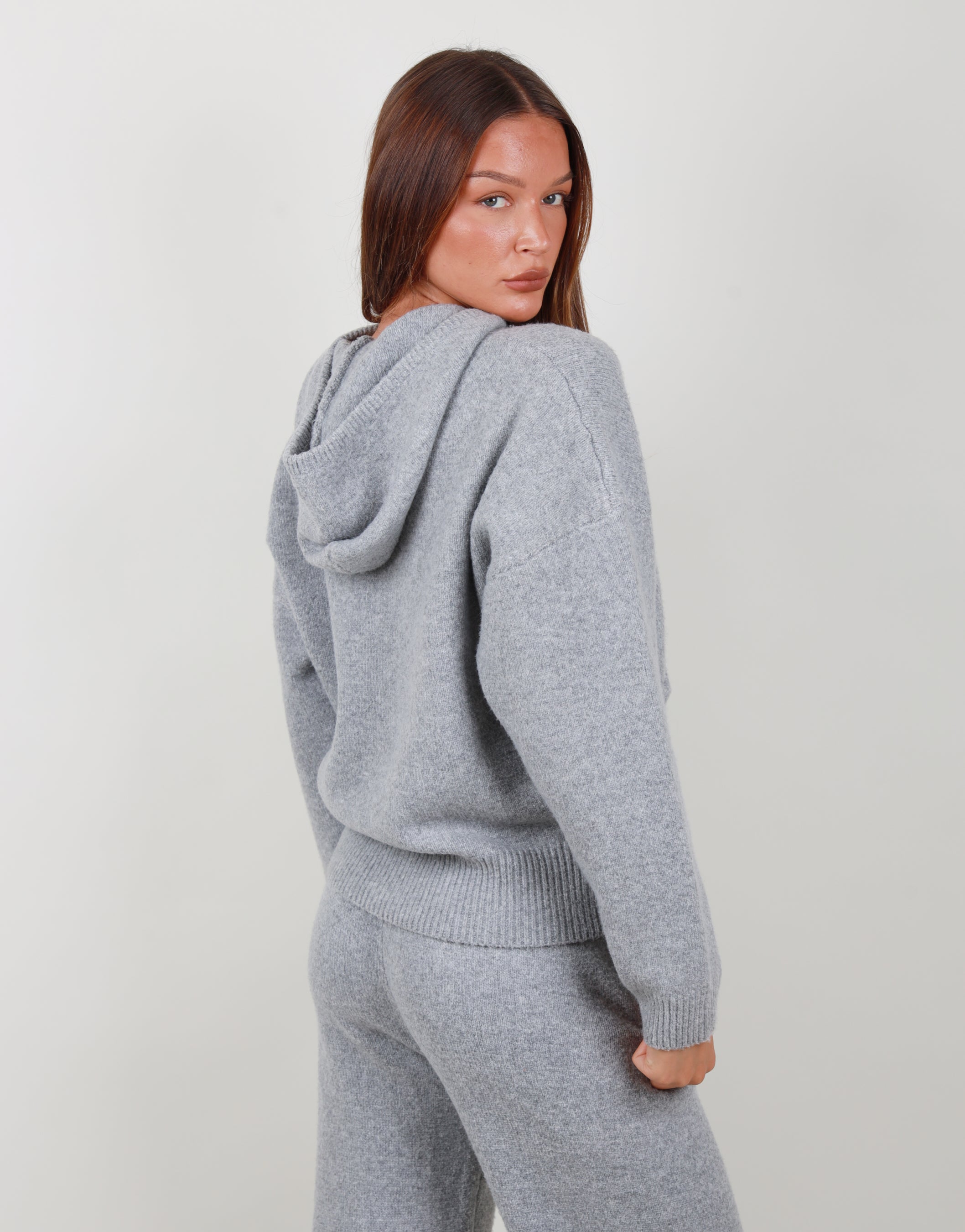 Elara Oversized Zip Hoodie in Grey marl | SIIMMI London