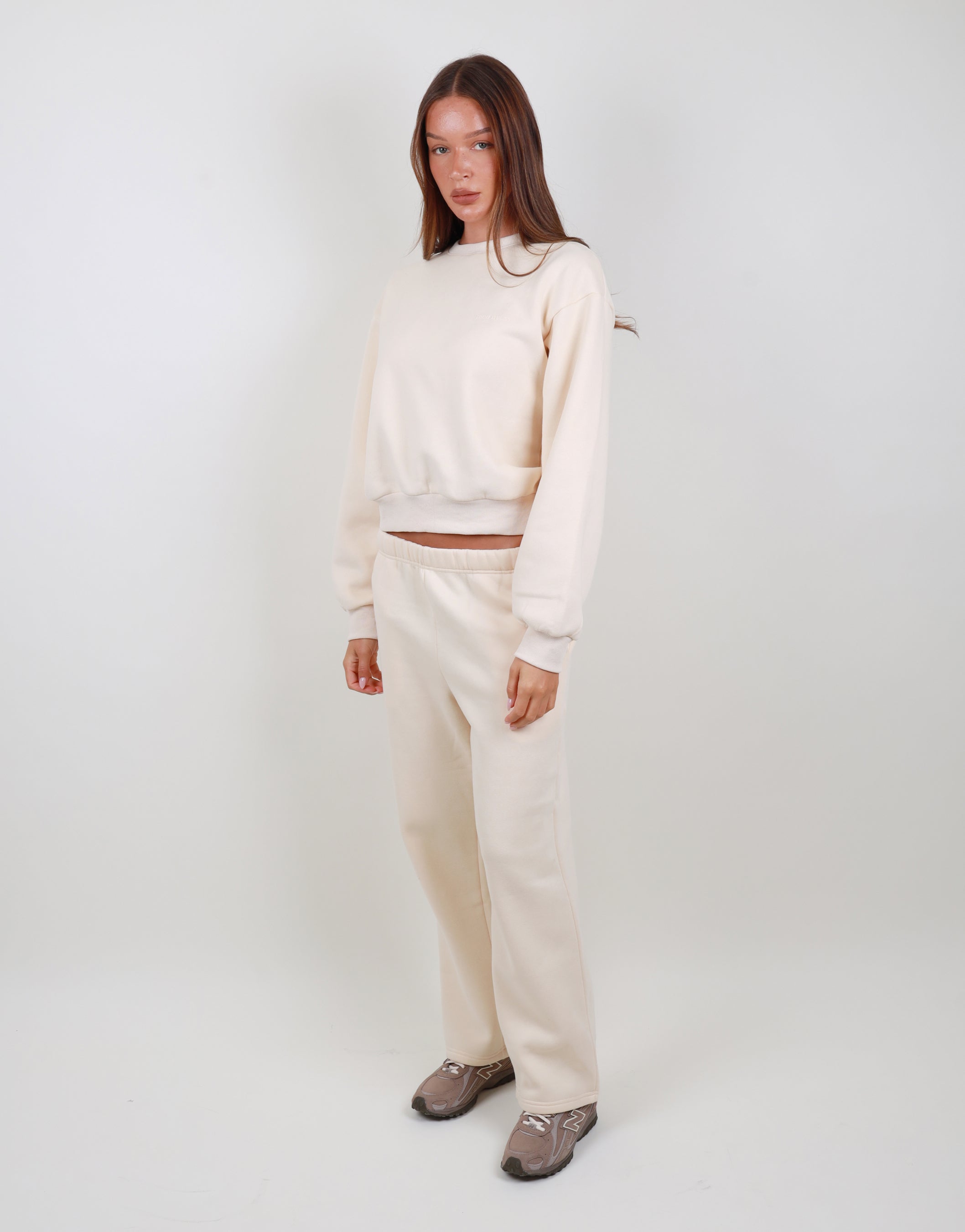 Demi Straight Leg Joggers In Cream | SIMMI London