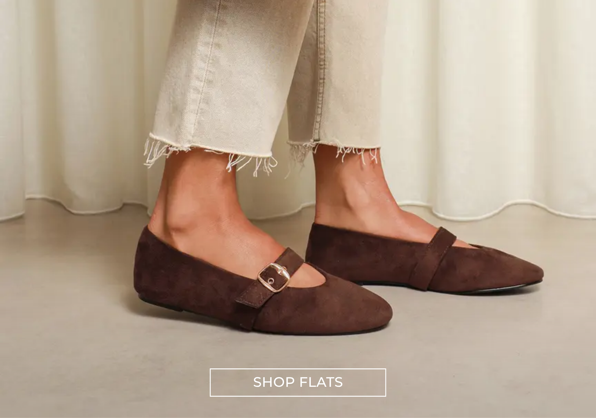 flat ballet pumps in brown suede at SIMMI London