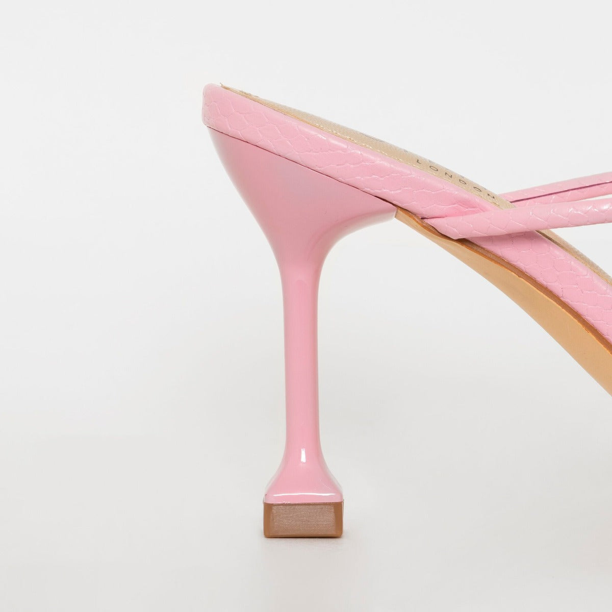 SIMMI SHOES / JADA WIDE FIT PINK SNAKE PRINT STRAPPY MIDI HEEL MULES