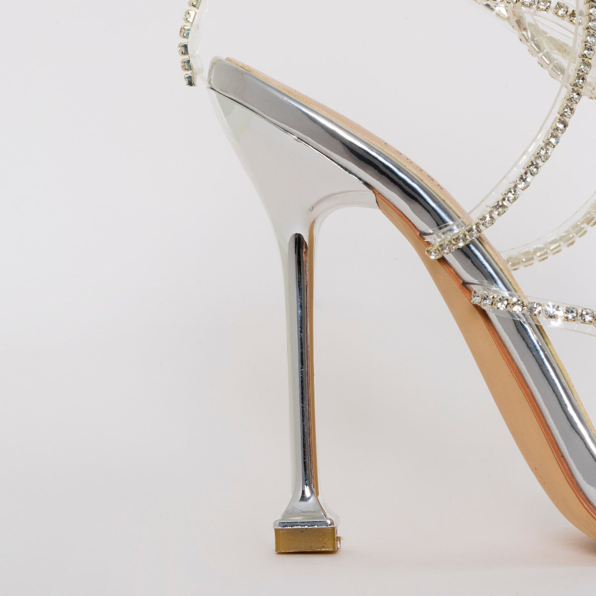 SIMMI SHOES / CHANTEL SILVER CLEAR DIAMANTE STRAPPY HEELS