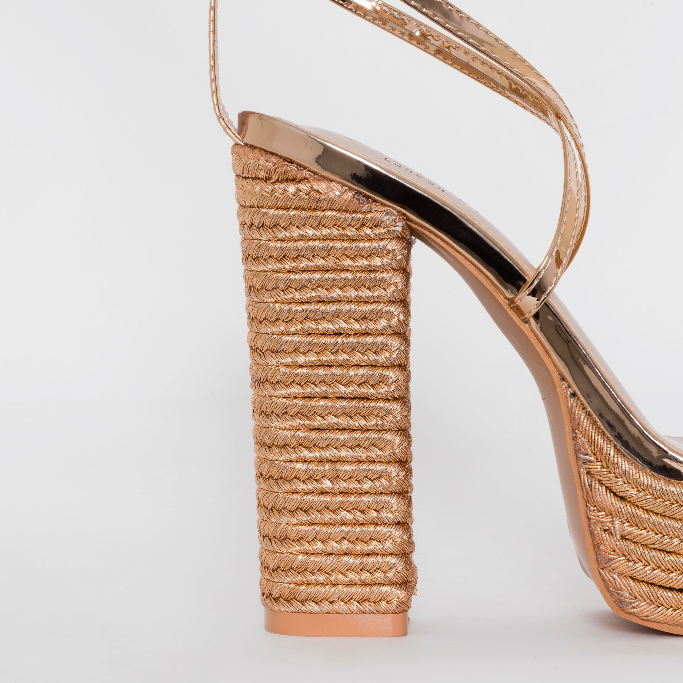 SIMMI SHOES / AKIRA ROSE GOLD PATENT LACE UP PLATFORM HEELS