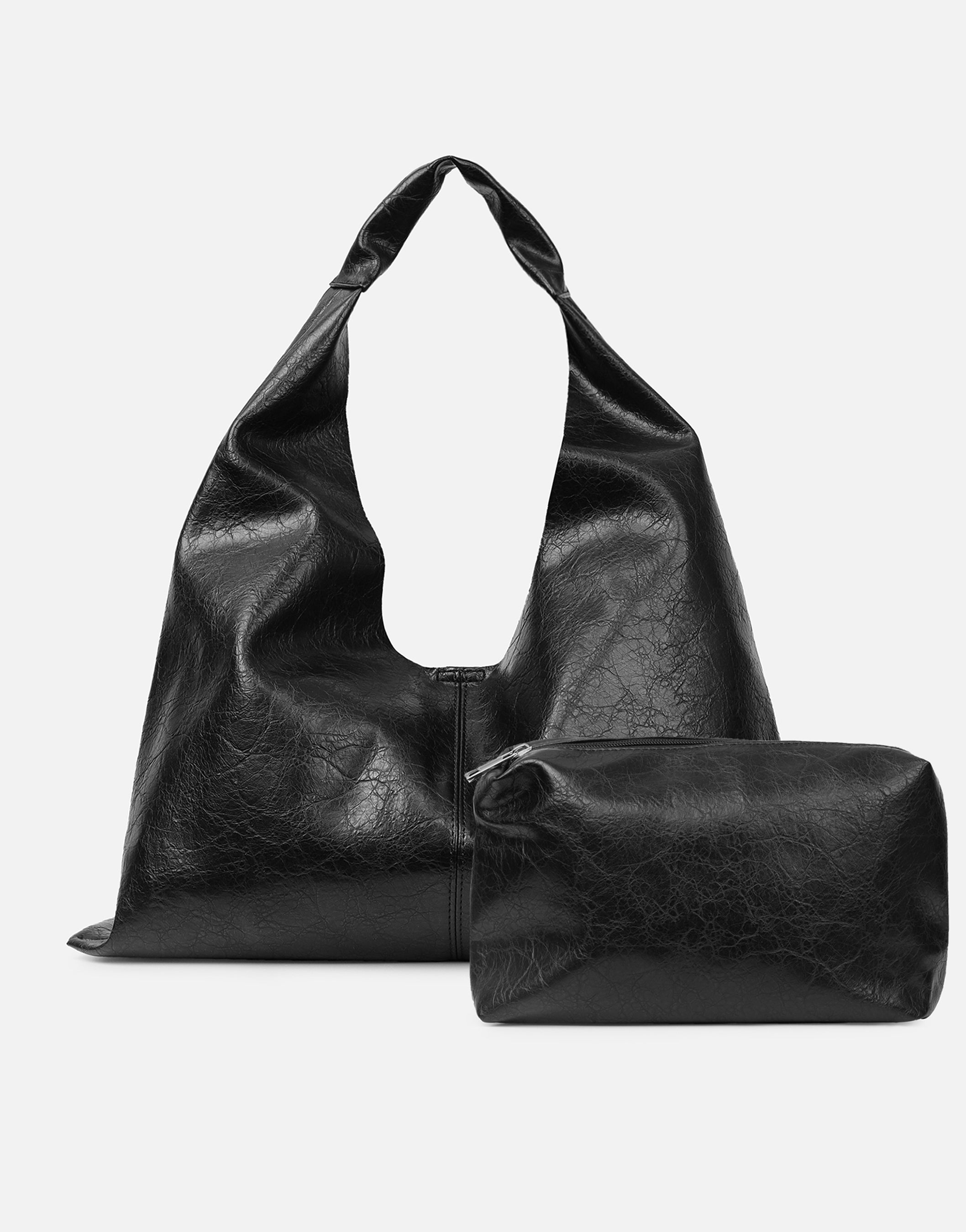 Abina Black Soft Hobo Shoulder Bag | SIMMI London