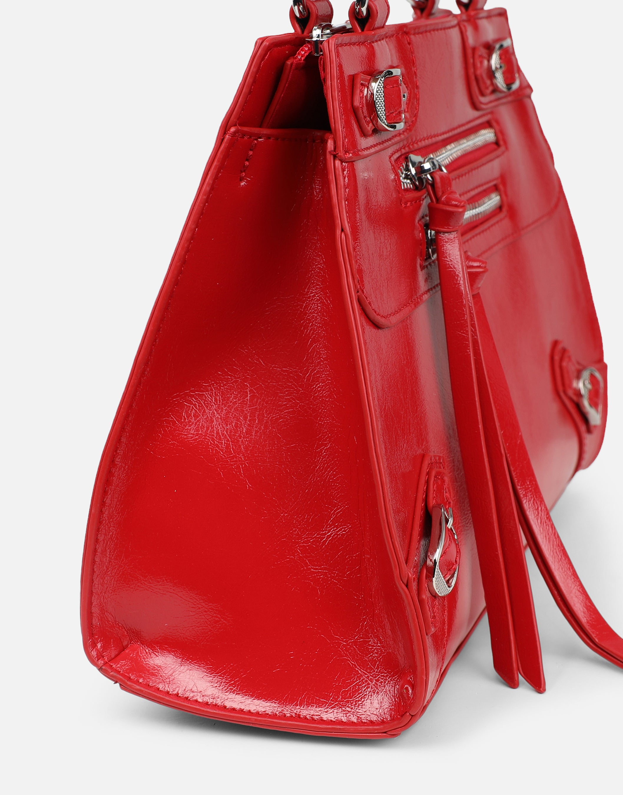 Adina Red Stud Detail Handbag | SIMMI London