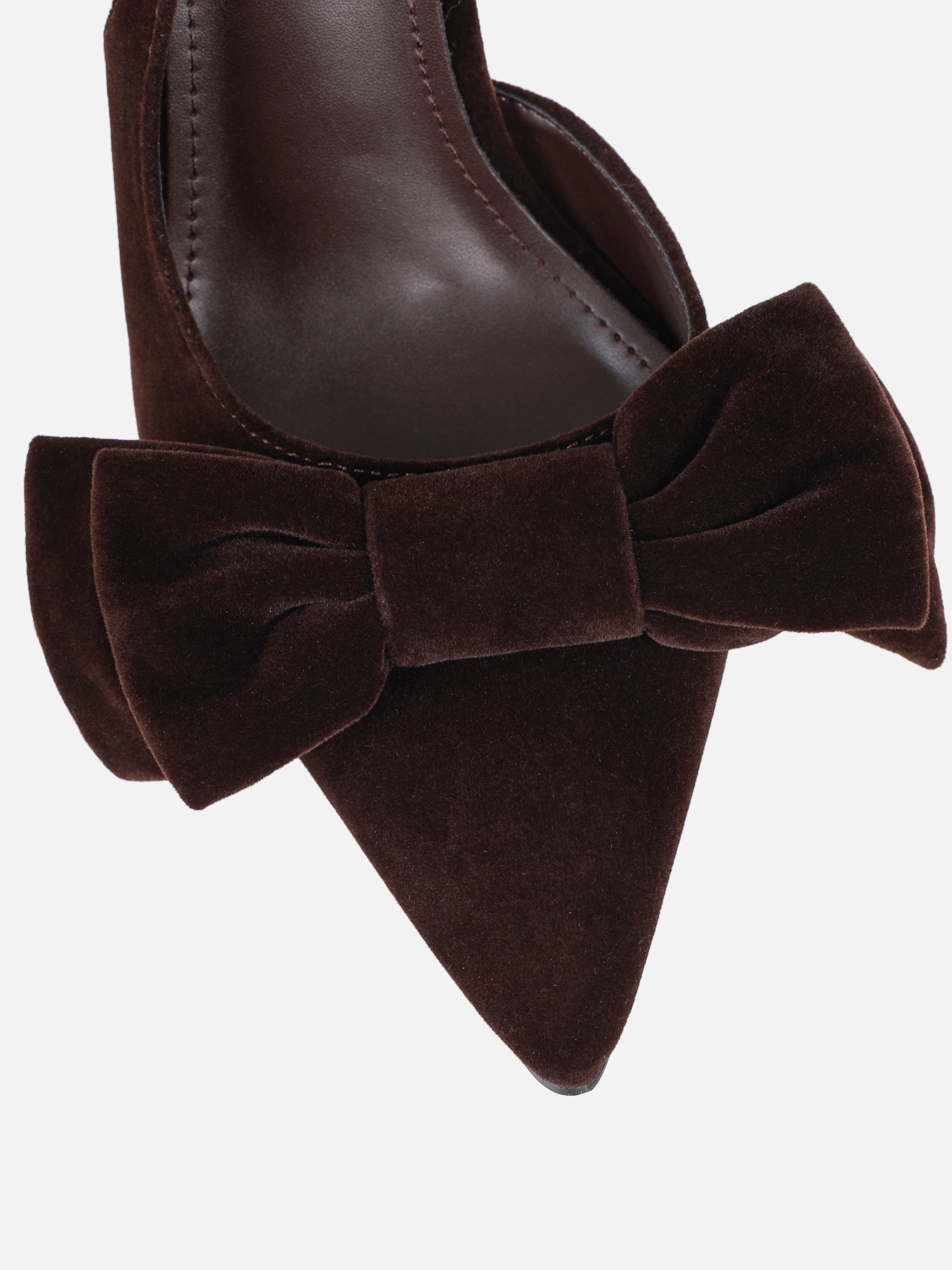 Toppaz Brown Velvet Bow Heeled Sandals | SIMMI London