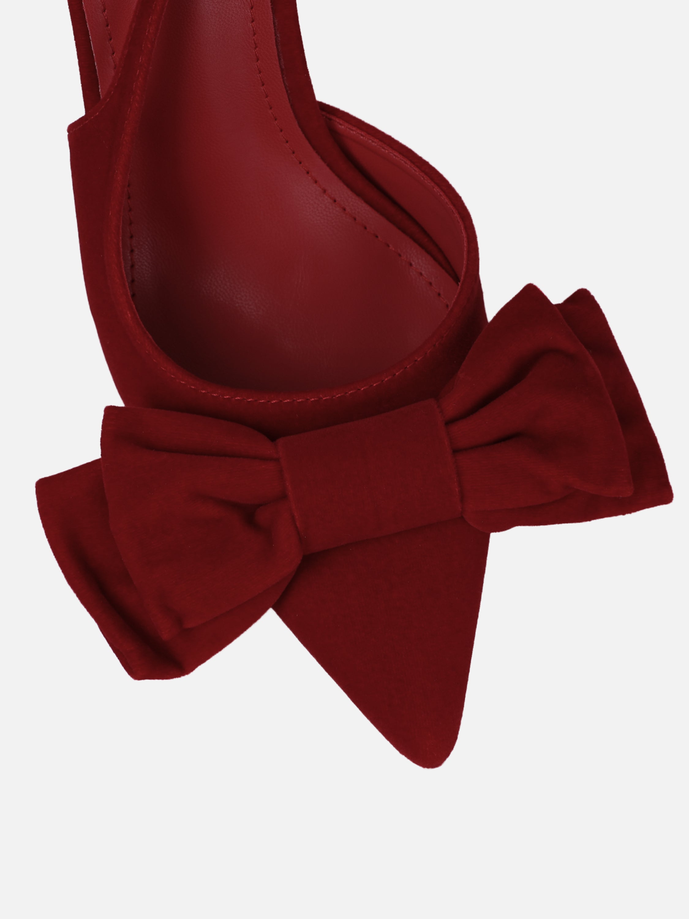 Toppaz Dark Red Velvet Bow Heeled Sandals | SIMMI London
