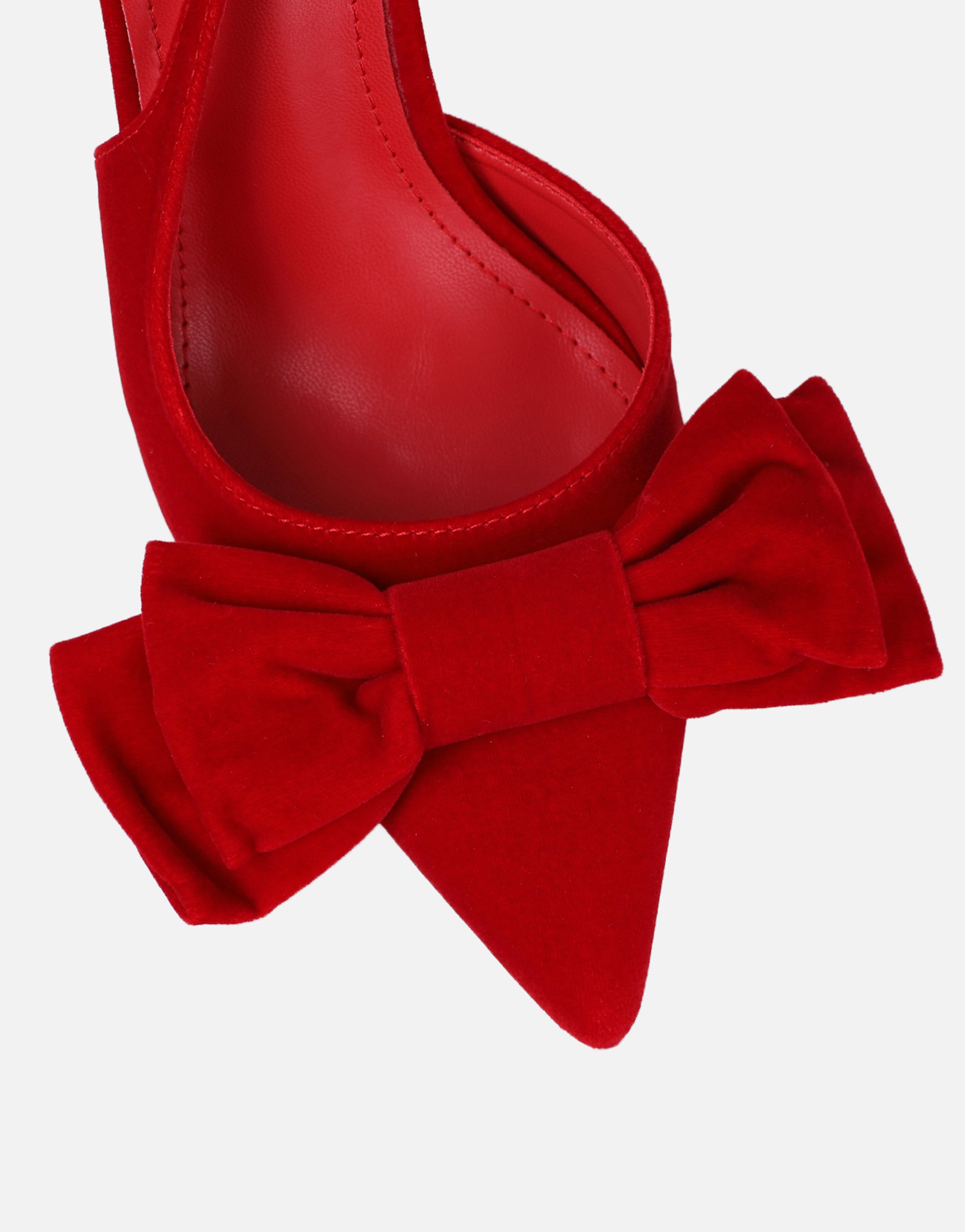 Toppaz Red Velvet Bow Heeled Sandals | SIMMI London