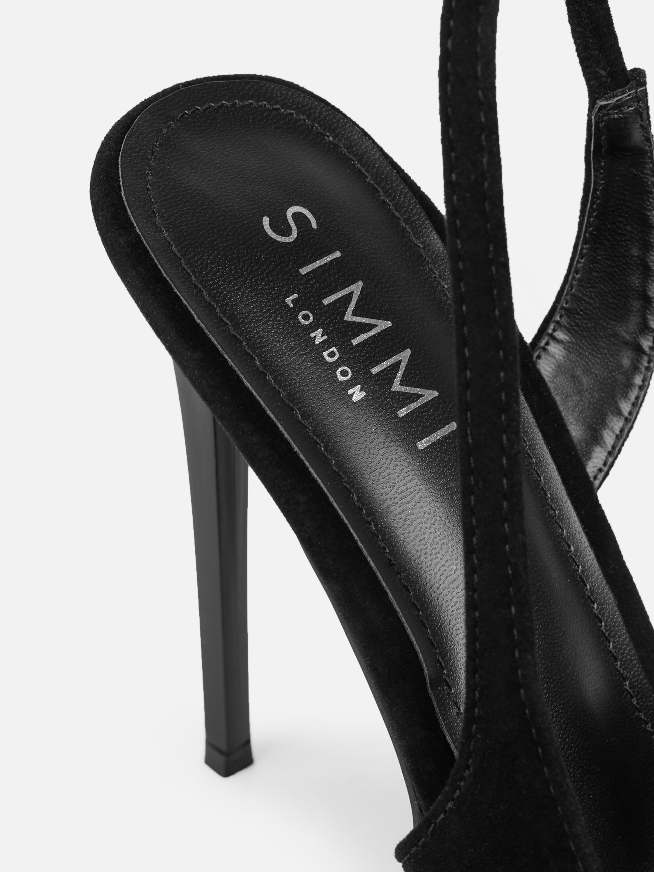 Torrez Black Velvet Bow Detail Peep Toe Heeled Sandals | SIMMI London