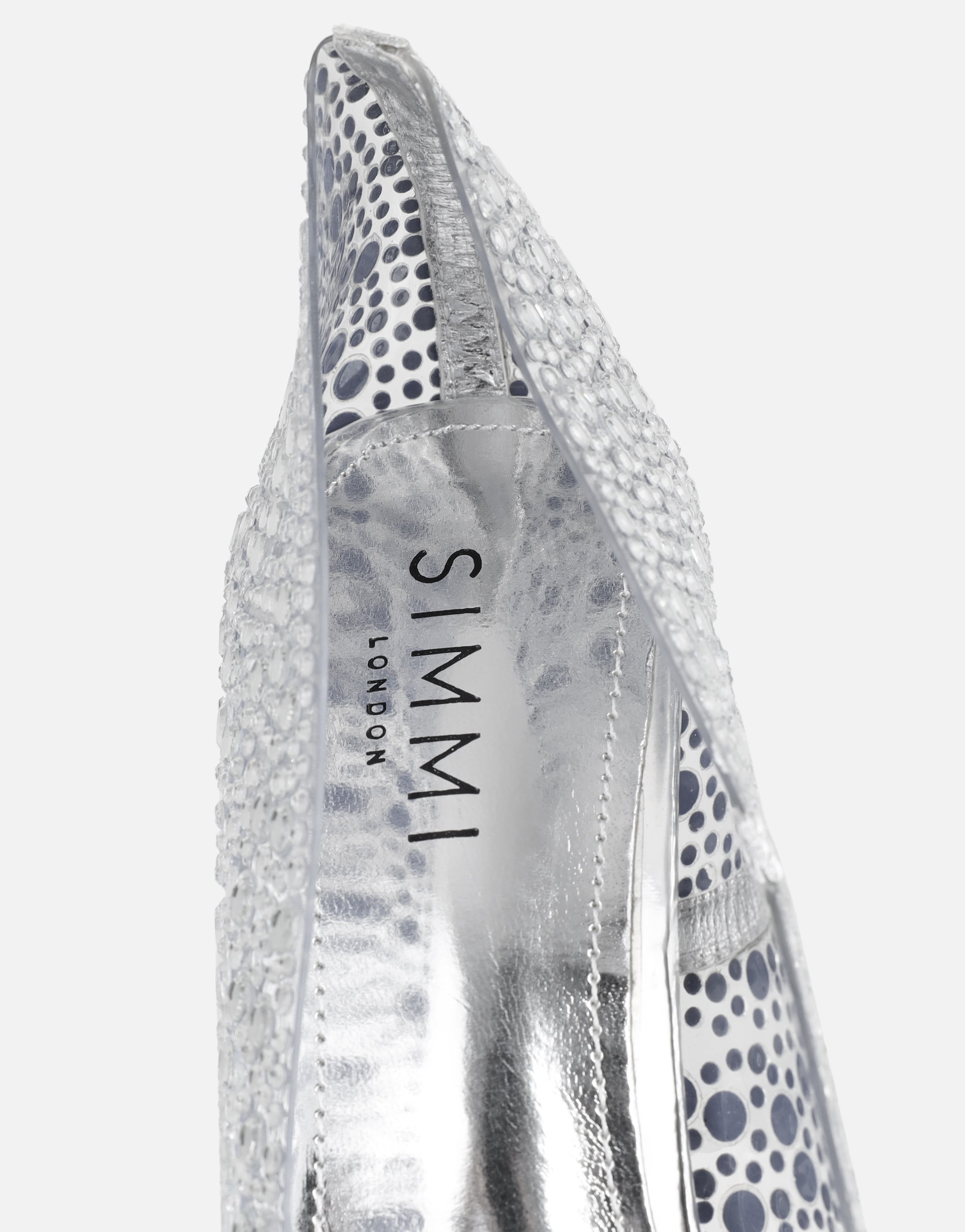 Kris Clear Silver Embellished Court Shoes | SIMMI London
