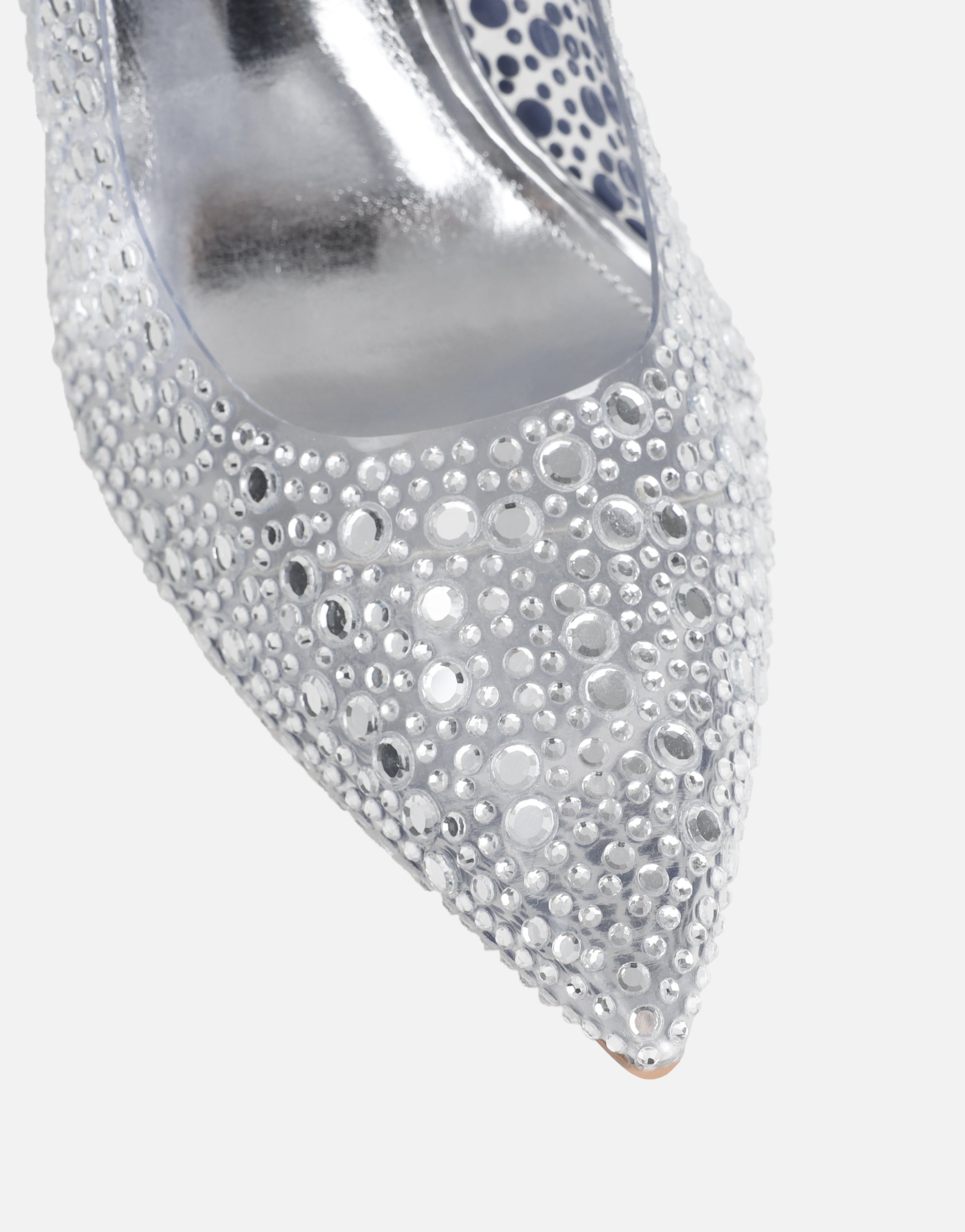 Kris Clear Silver Embellished Court Shoes | SIMMI London